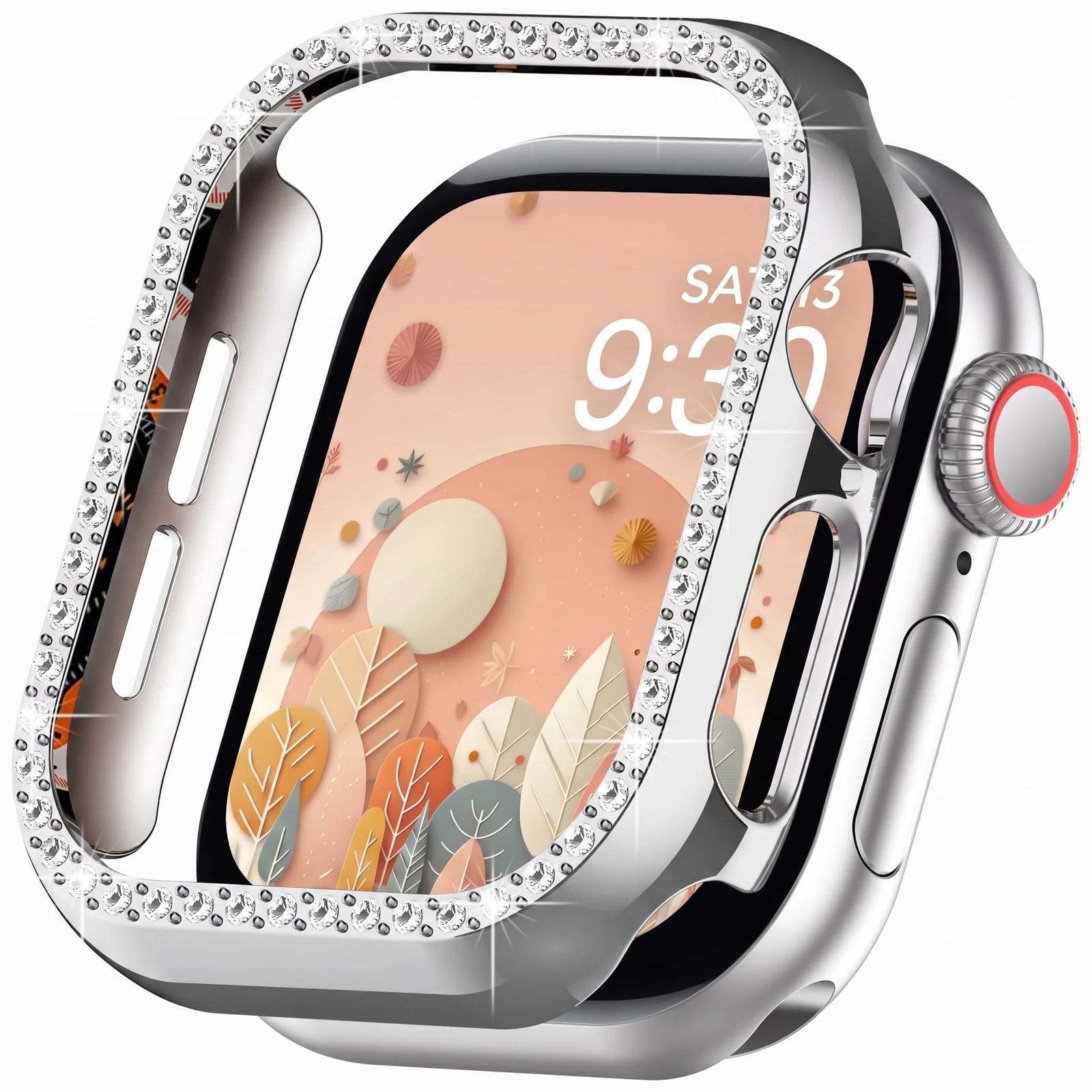 DL3 MOBILAK Bling Hard PC Watch Bumper Case for Apple Watch Series 4 and 5 and 6 and SE 40MM - Silver