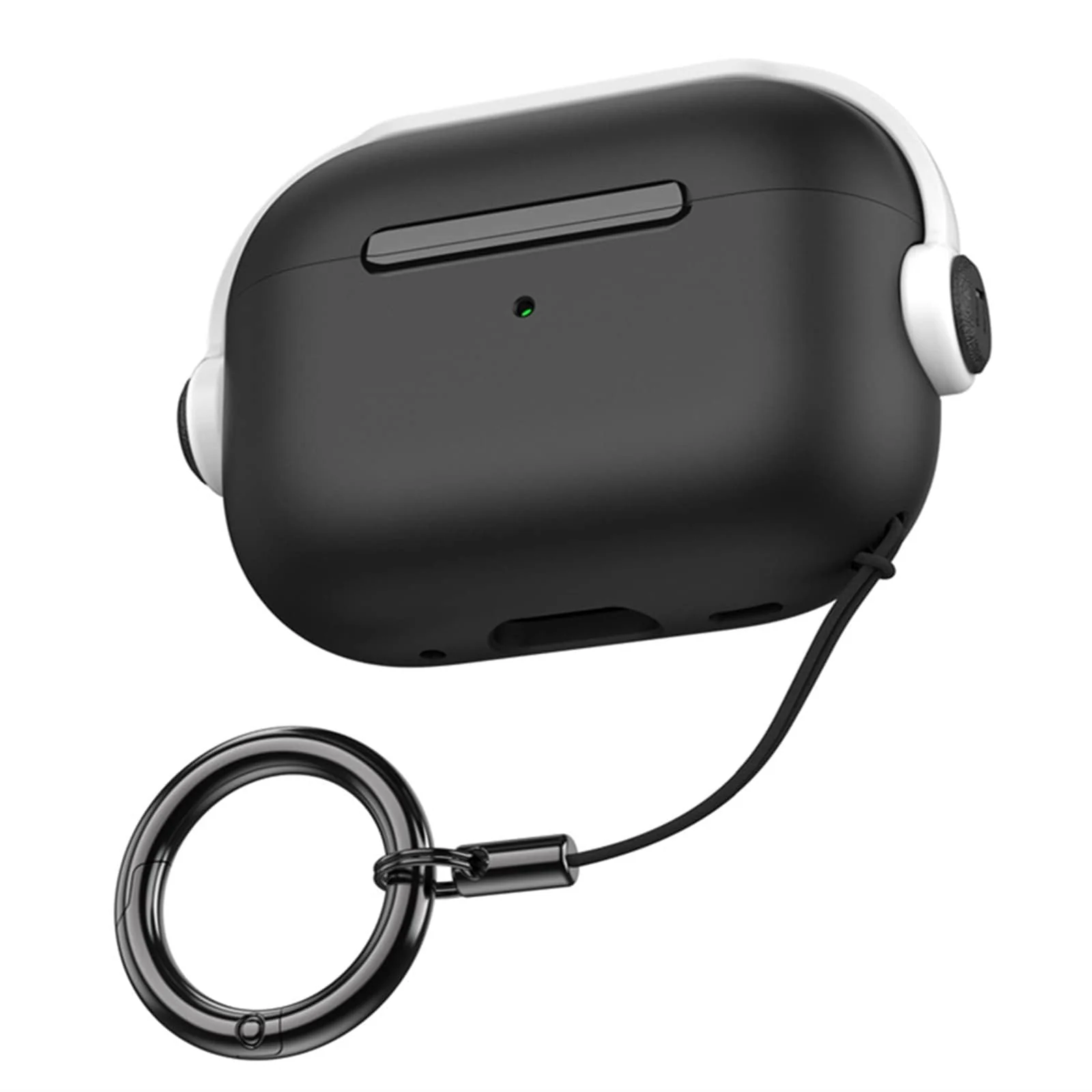 DL3 Mobilak Protective Case for AirPods Pro 2 [With Closure Lid] [Front LED Visible] [With Wrist Strap] Skin Case Compatible with 2022 AirPods Pro 2nd Generation - Black White