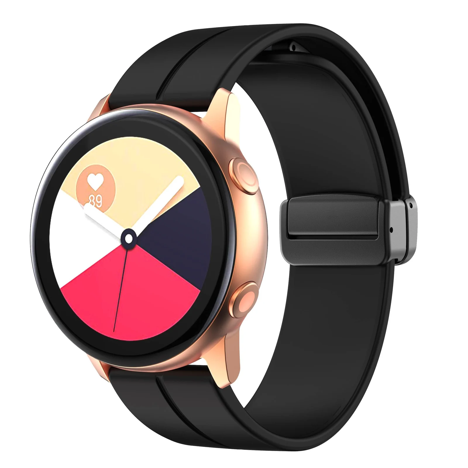 Dl3 Mobilak Strap Silicone Magnetic Buckle 20MM Compatible with Samsung Gear Sport/Watch 6/5/4/5 Pro 45MM/S2 classic/active 2 40MM 44MM/Amazfit GTS 2/2e/3/3 Pro/4/GTS 2 Mini/3 Mini/4 (Red Black)