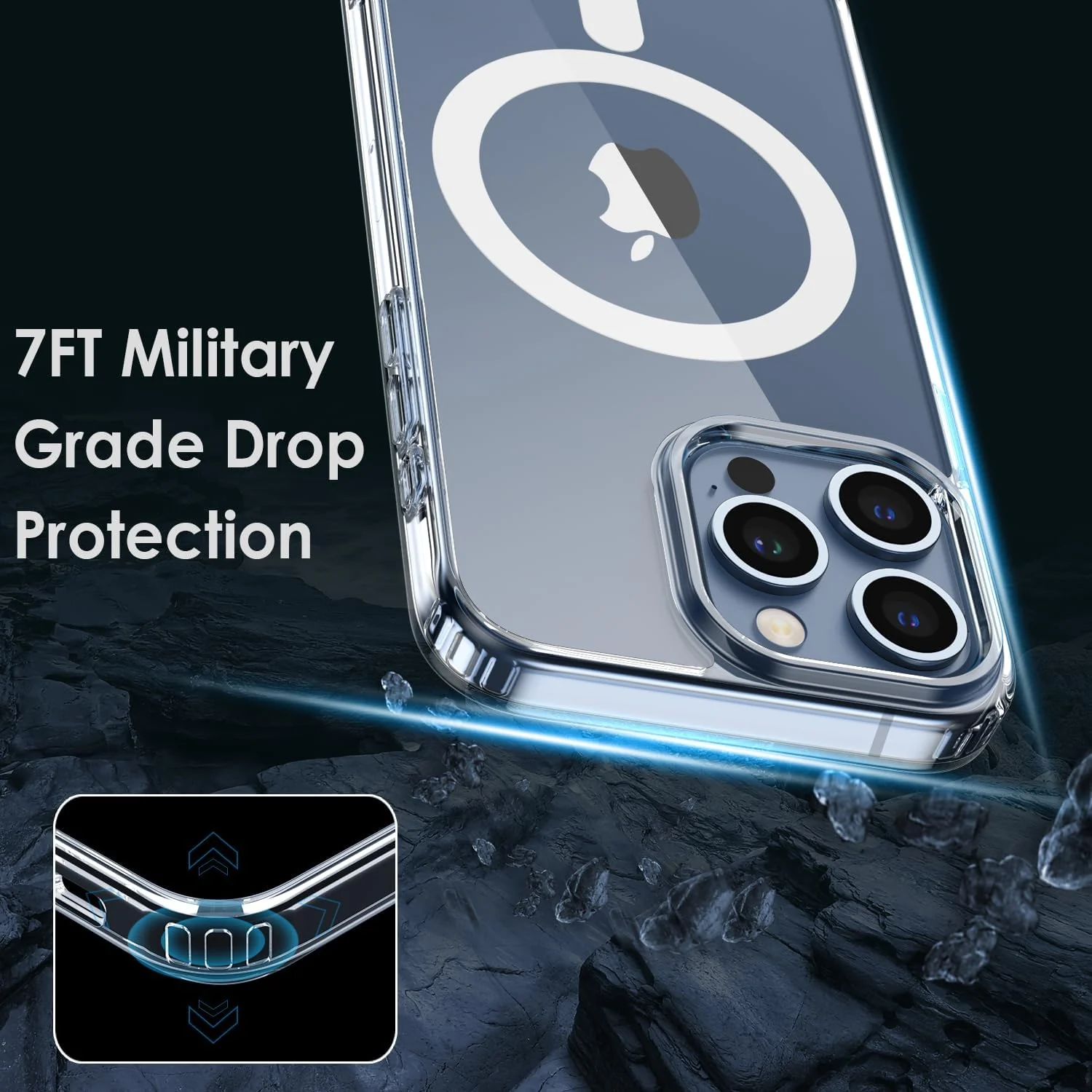 DL3 MOBILAK for iPhone 15 Pro Max Case Clear [Compatible with MagSafe] Slim Magnetic Clear Bumper Case for Enhanced Protection