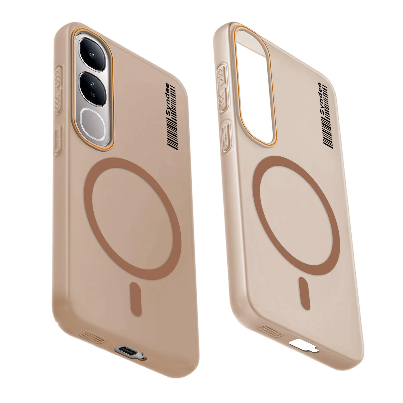 DL3 Mobilak Translucent Matte Case for vivo V70 FE, Compatible with MagSafe accessories, Shock-absorbing protection, Integrated ring holder - Brown