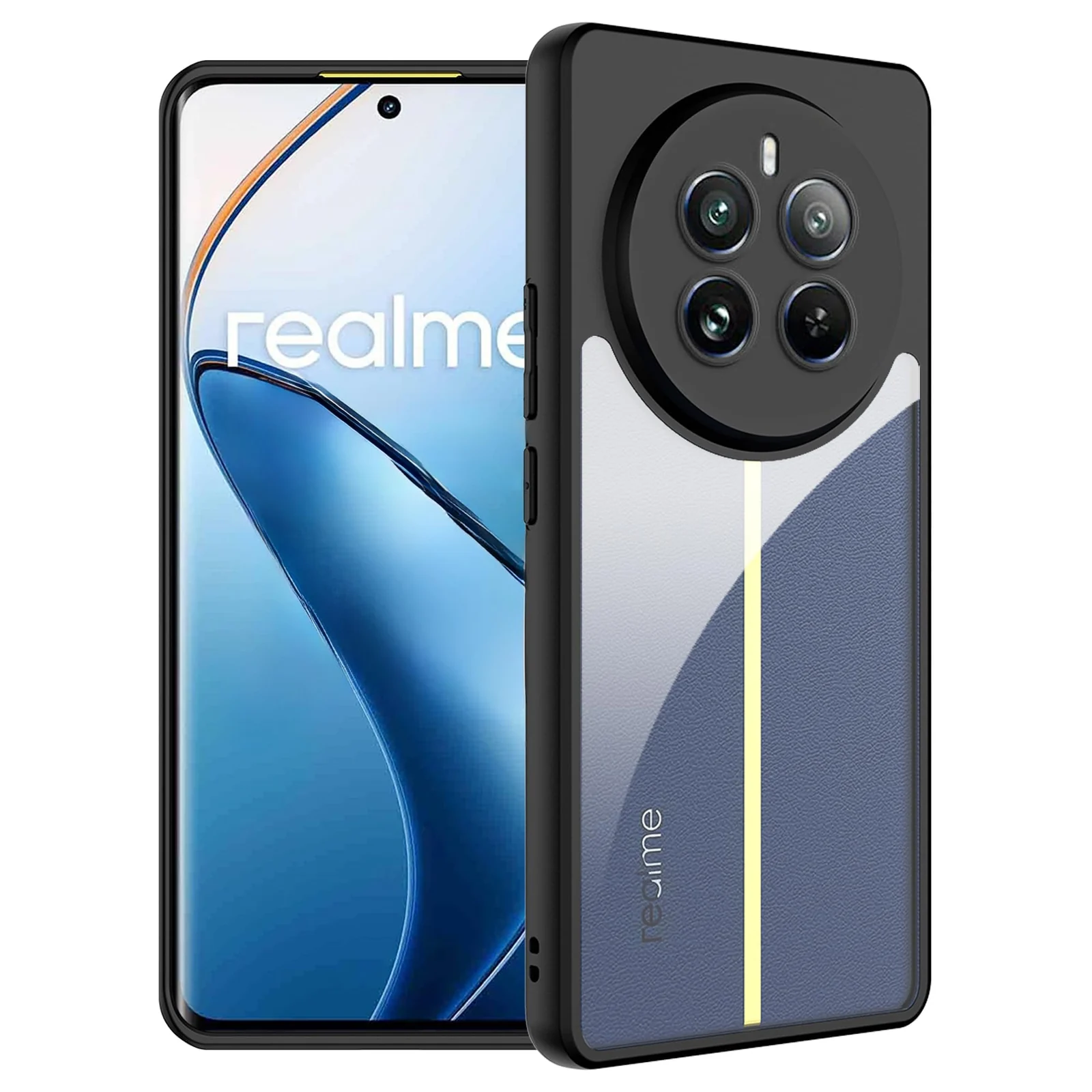 Dl3 Mobilak Compatible with Realme GT5 Pro Case Transparent, Military-Grade Shockproof Anti-Yellowing, Slim Protective Phone Case Full Bumper Cover With Camera Lens Protective - Black