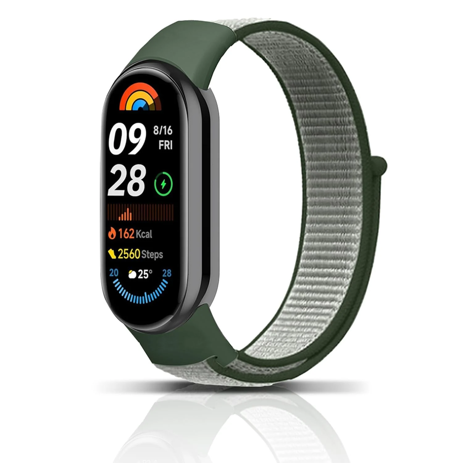 DL3 Mobilak Nylon Sport Band Compatible with Xiaomi Mi Band 10/9/8 for Women Men, Soft Adjustable Breathable Sport Loop Watch Strap Replacement Wristband for Xiaomi Smart Band 8/9/10 - Olive