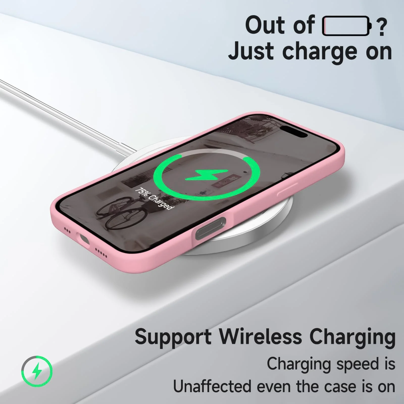 DL3 Mobilak Liquid Silicone Case for iPhone 16 + Plus 6.7-Inch, Supports wireless charging, Shock-absorbing protection, Scratch-resistant surface - Pink