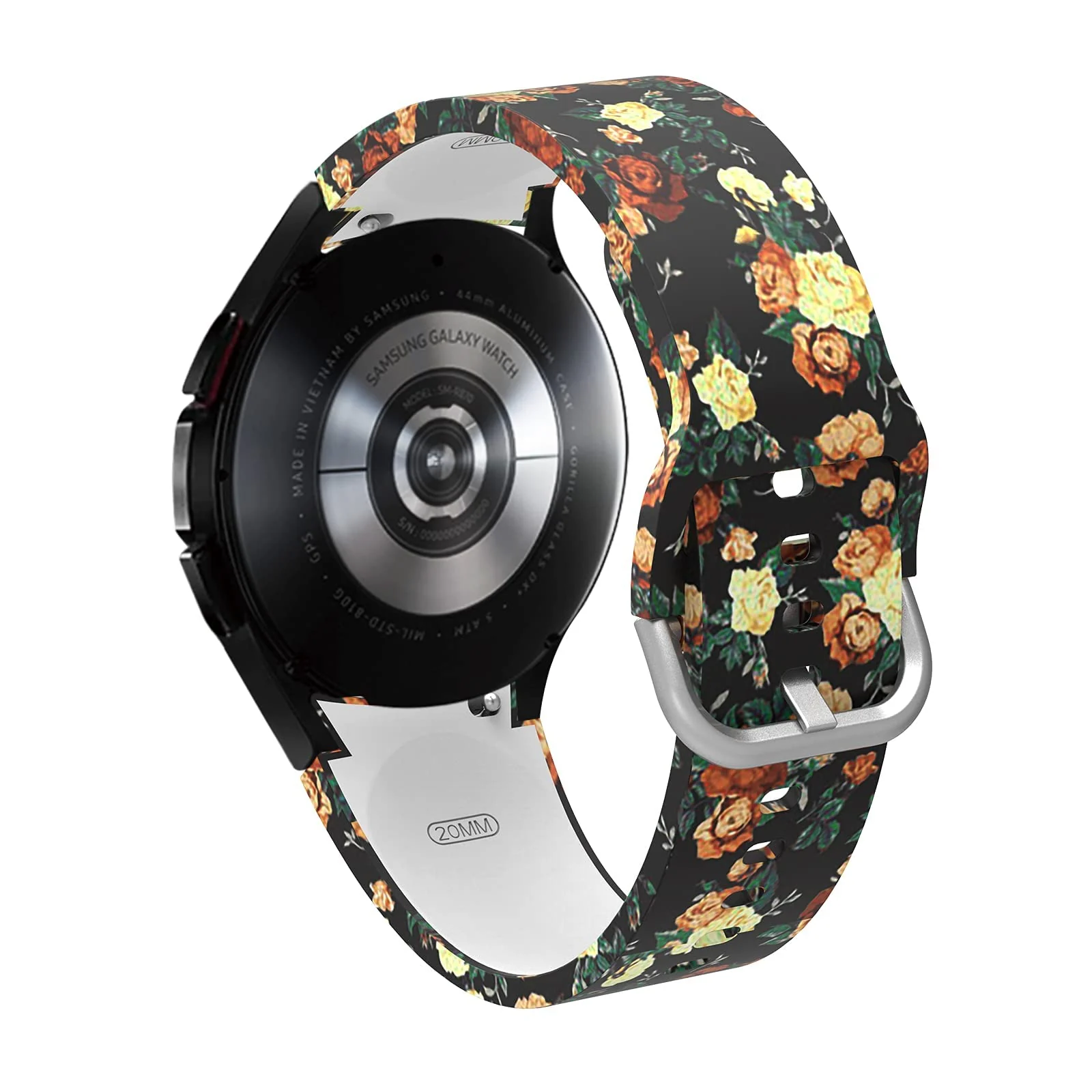 DL3 Mobilak No Gap Bands Compatible with Samsung Galaxy Watch 7 5 4 6 Band 44mm 40mm/Watch 5 Pro 45mm/Galaxy Watch 4 Classic 46mm 42mm Strap,20mm Quick Release Sport Replacement Bands for Women Men - Flower