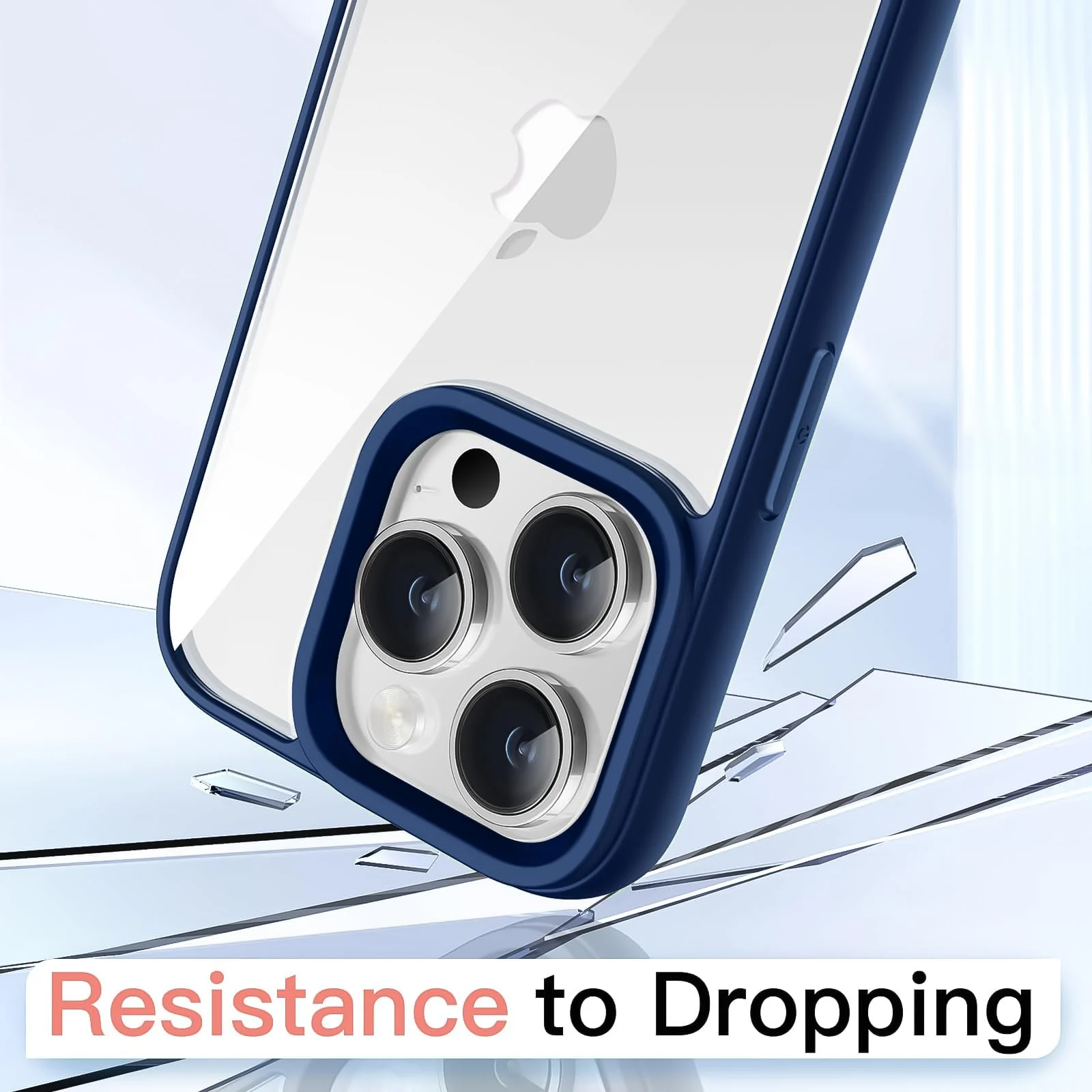 DL3 Mobilak Clear PC and TPU Protective Case for iPhone 13 Pro with Military-Grade Protection and Anti-Yellowing Design - Blue