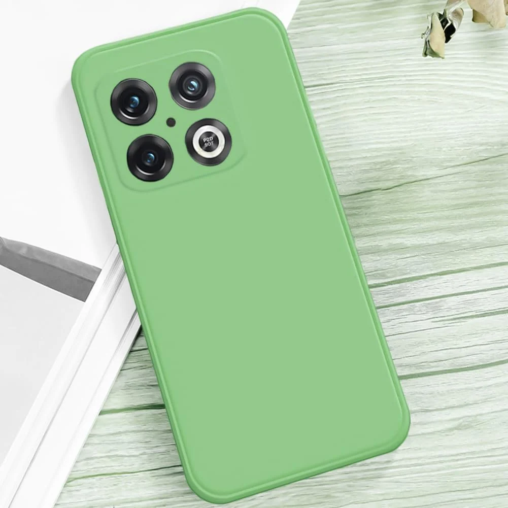 DL3 Mobilak Silicone Protective Case for OnePlus 10 Pro, Shock-absorbing protection, Scratch-resistant surface, Soft microfiber lining - Light Green