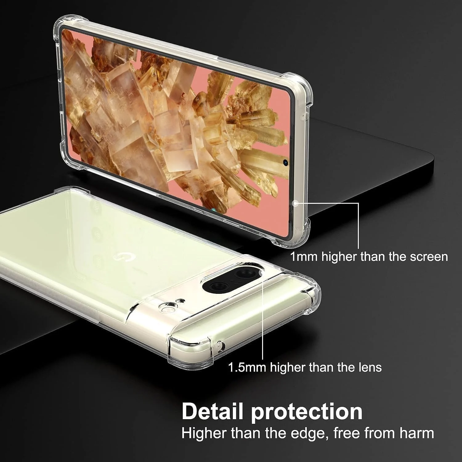 DL3 Mobilak Case Compatible with Google Pixel 8, Cover Silicone TPU Gorilla Anti-shock Protector Camera Shockproof Corners - Clear