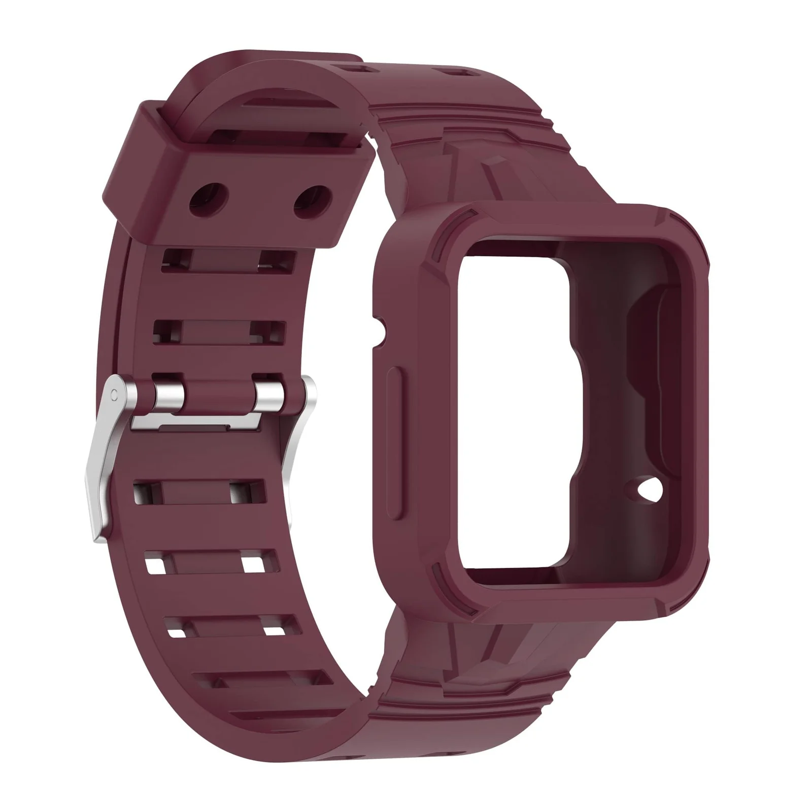 DL3 Mobilak Replacement Wrist Band Compatible with Xiaomi Redmi Watch 2 Lite/Mi Watch Lite/Poco Watch/Redmi Watch 2/Horloge 2, Adjustable Soft Silicone Wrist Strap with Cover - Wine Red