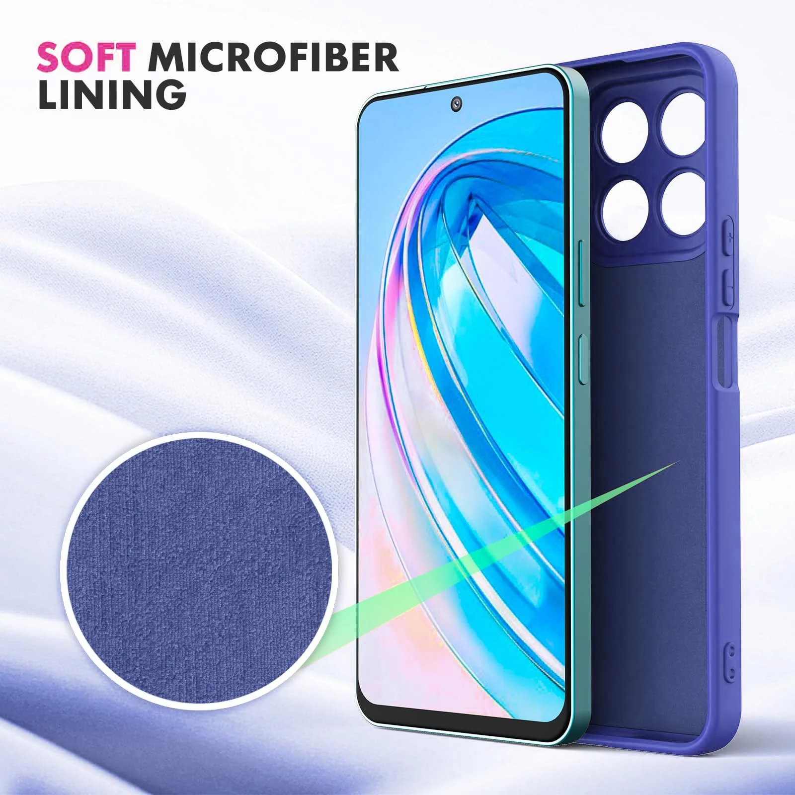 DL3 Mobilak Liquid Silicone Protective Case with Soft Microfiber Lining with Full Camera Protection for Honor X8A - Light Blue