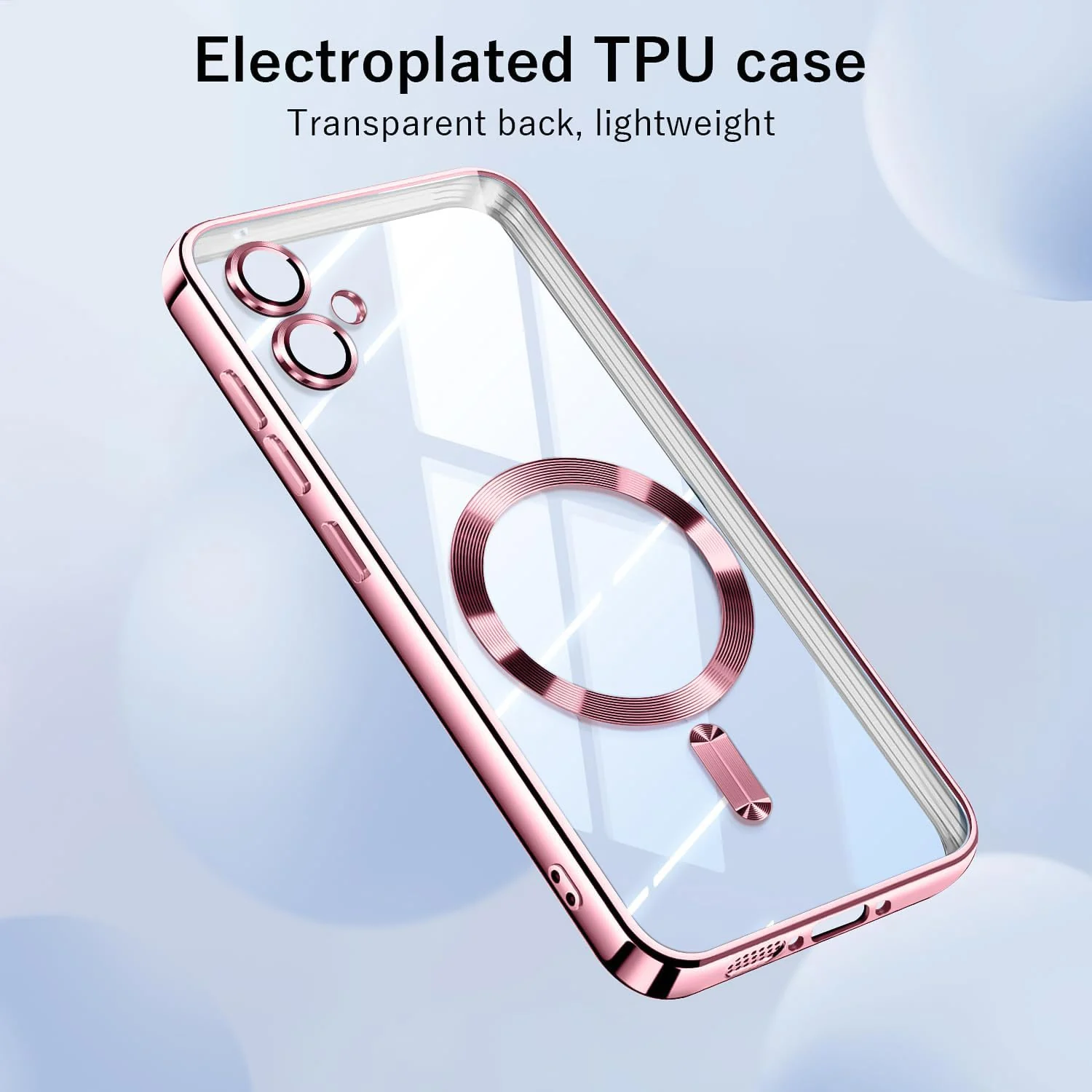 DL3 Mobilak Clear MagSafe-Compatible TPU Case and Camera Lens Protector for Samsung Galaxy A06 - Pink