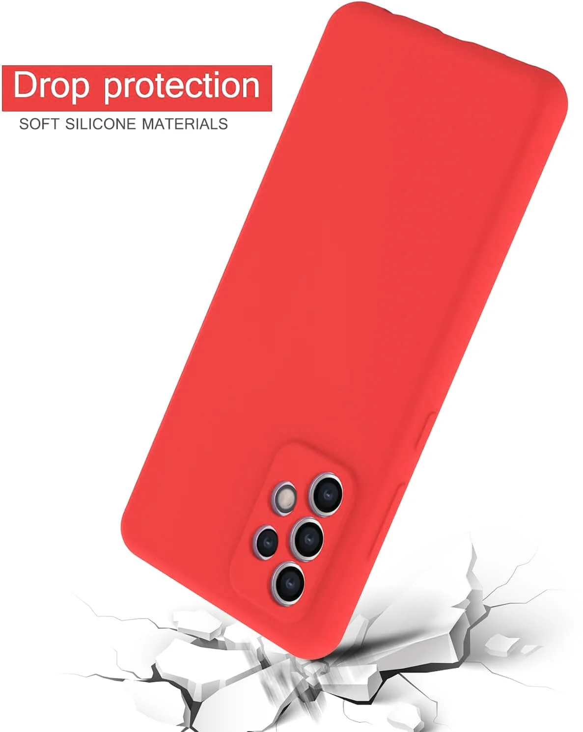 DL3 Mobilak Silicone Protective Case for Samsung Galaxy A72, Shock-absorbing protection, Scratch-resistant surface, Soft microfiber lining - Red