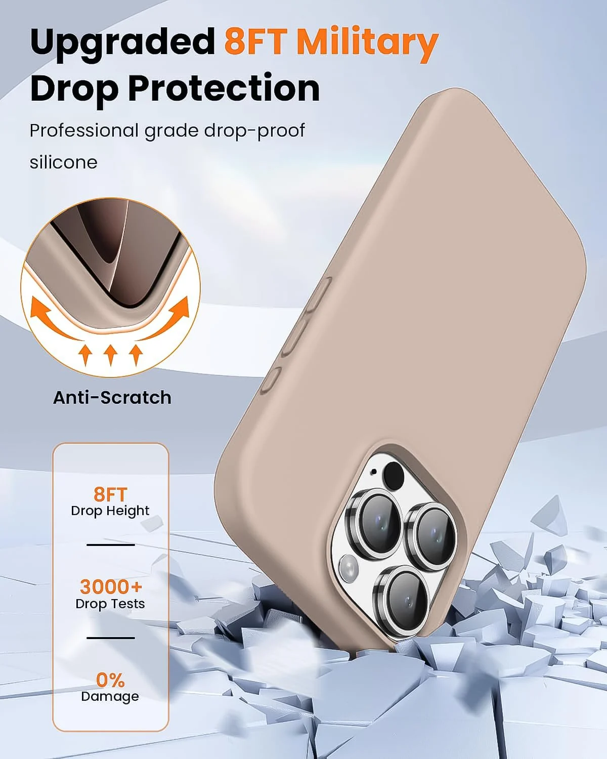 DL3 Mobilak Liquid Silicone Case for iPhone 16 Pro Max 6.9-inch, Supports wireless charging, Shock-absorbing protection, Scratch-resistant surface - Pastel Pink