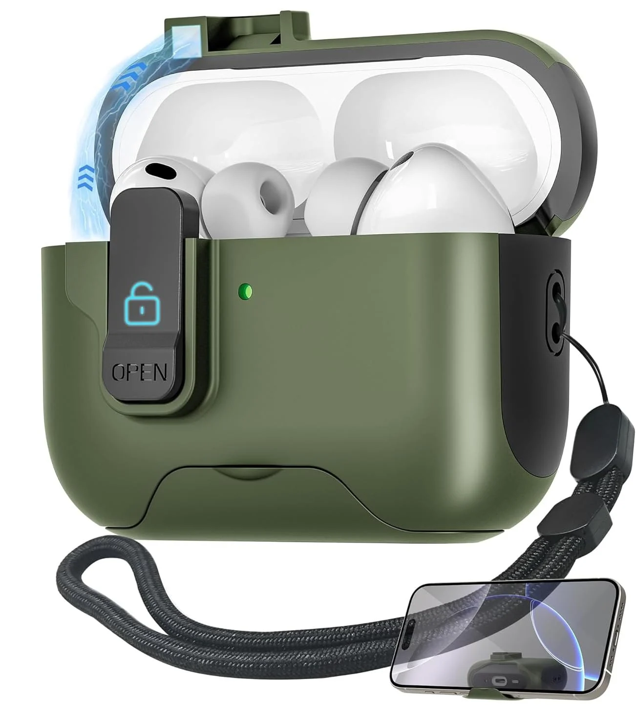 DL3 Mobilak Case Compatible with AirPods 3rd Generation with Lock, Rugged Armor Compatible with AirPods 3 Case with Keychain Shockproof Hard Shell Compatible with AirPods 3 Case