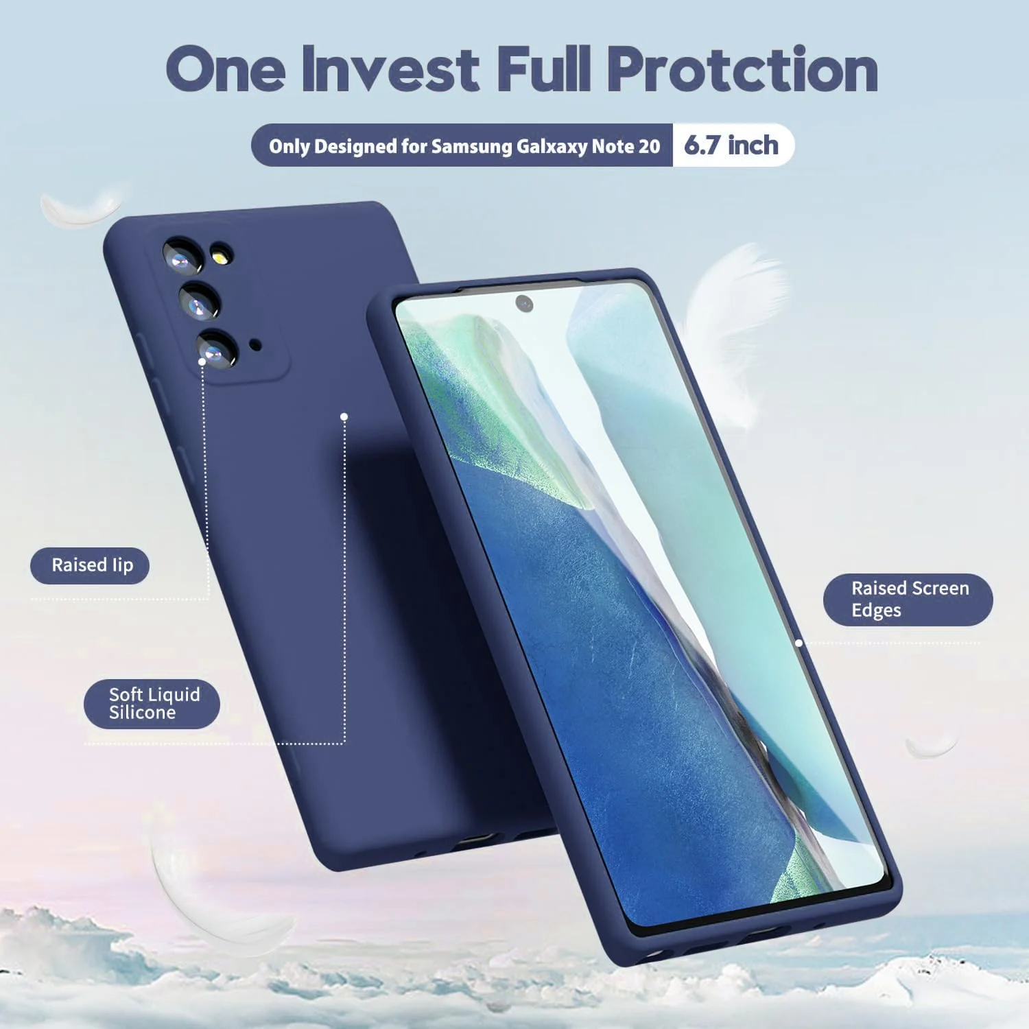 "DL3 Mobilak Liquid Silicone Case for Samsung Galaxy Note 20 5G (6.7""), Shock-absorbing protection, Scratch-resistant surface, Soft microfiber lining - Blue 1"