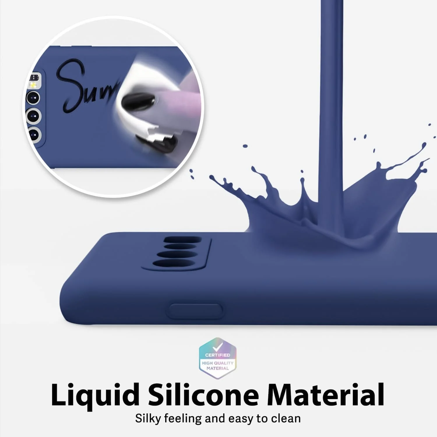 DL3 Mobilak Liquid Silicone Protective Case with Soft Microfiber Lining with Full Camera Protection for Samsung Galaxy S10 - Blue 1