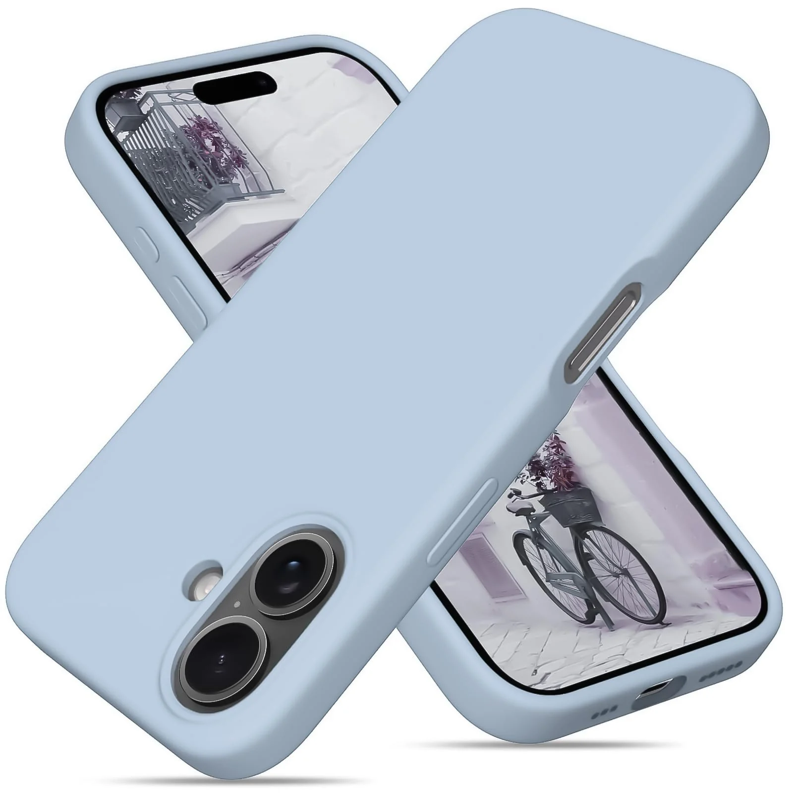 DL3 Mobilak Liquid Silicone Protective Case with Soft Microfiber Lining for iPhone 17 6.3-Inch - Sky Blue