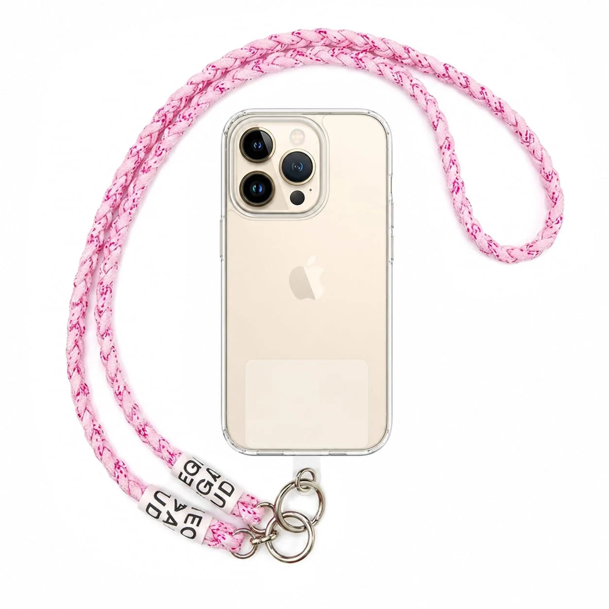 DL3 Mobilak Adjustable Nylon Crossbody Phone Lanyard Strap for Most Smartphones and Cases, Adjustable length - Light Pink/Pink