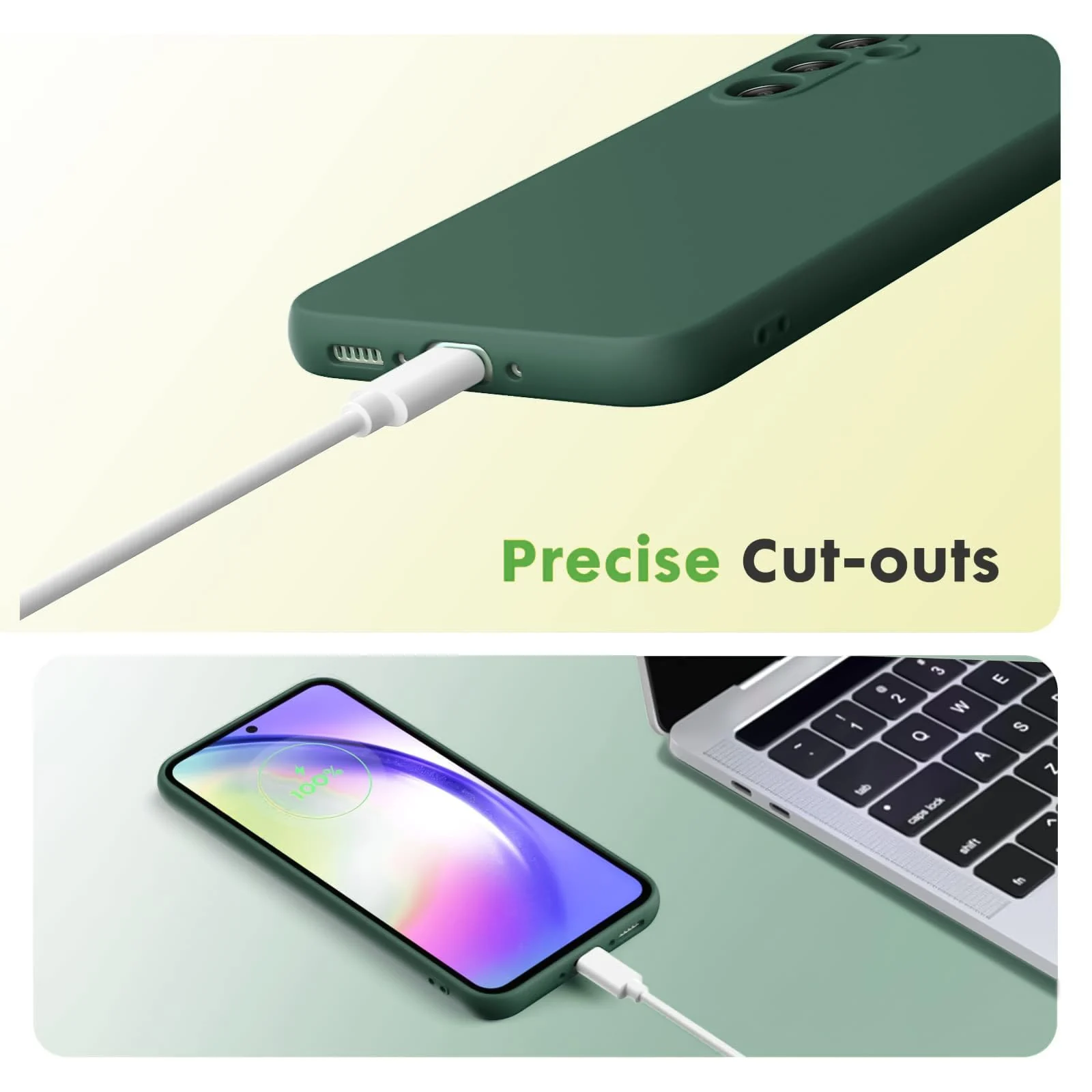DL3 Mobilak Samsung Galaxy A55 Case, Soft Flexible Liquid Silicone Gel Rubber Bumper Cover, Full Body Shockproof Protective Phone Case - Green