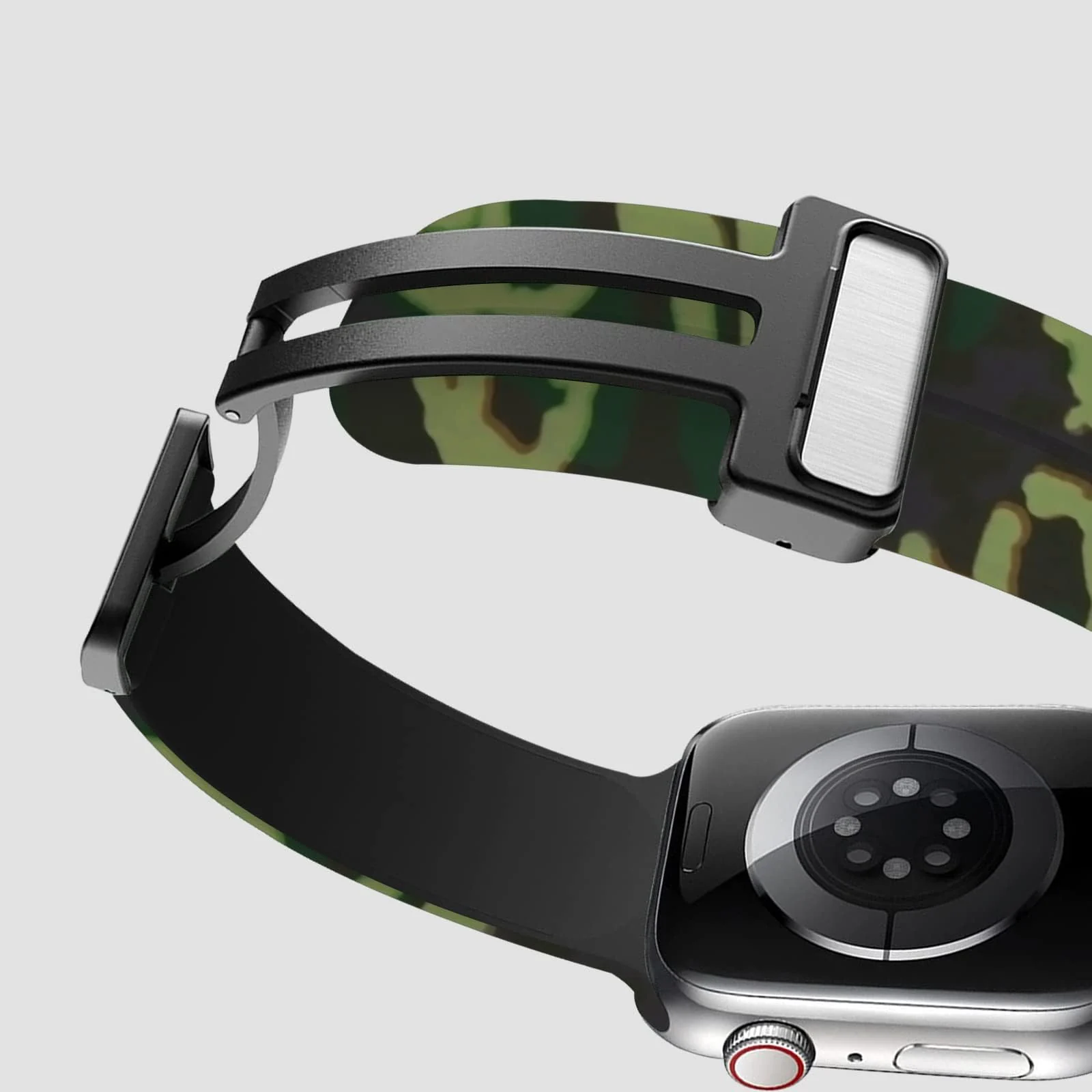 DL3 Mobilak Magnetic for Apple Watch Ultra Band 49mm 45mm 44mm 41mm 40mm 38mm 42mm, Soft Sport Silicone Strap for iwatch Series 9 8/7/6/5/4/3/2/SE/Ultra 2 (Camouflage, 38mm/40mm/41mm) - Camouflage Green