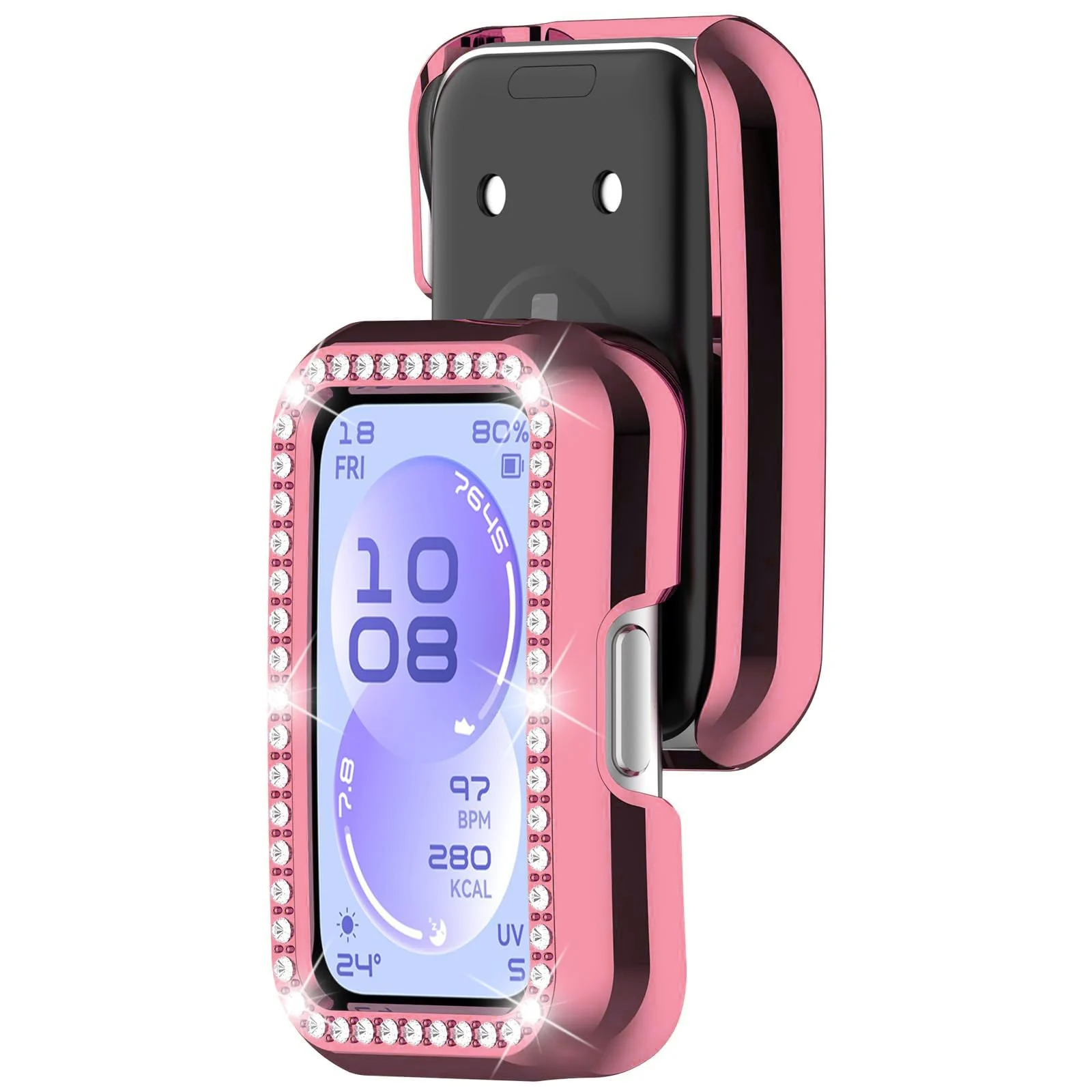MOBIGON Crystal Bling PC Frame Case for Huawei Band 11, Pink