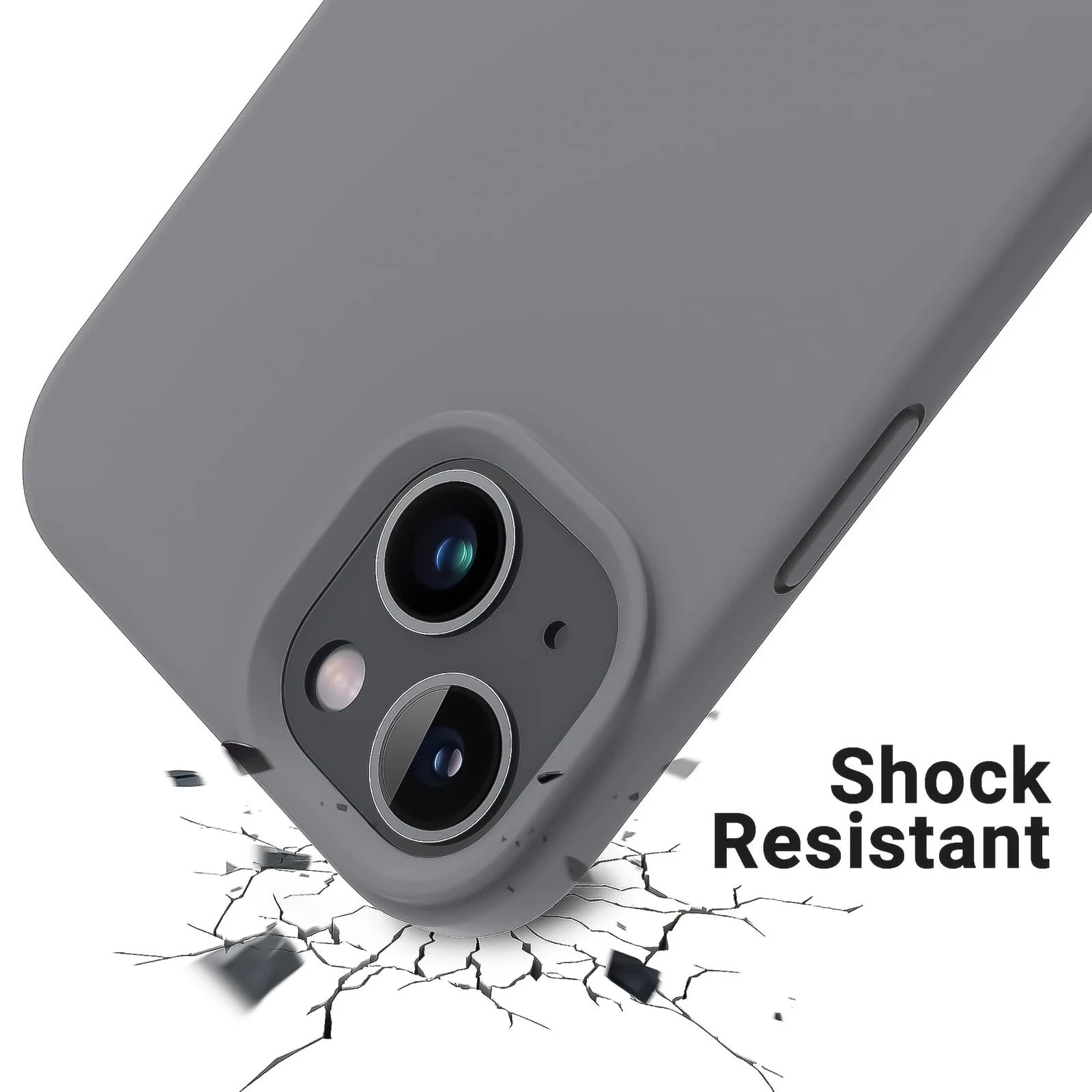 DL3 Mobilak Liquid Silicone Protective Case for iPhone 13 / iPhone 14 with Camera Protection and Microfiber Lining - A Gray