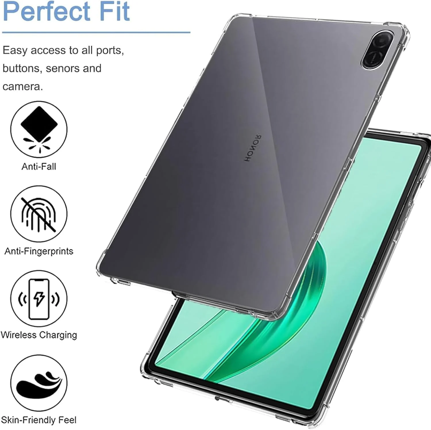 "DL3 Mobilak Case For Honor Pad X8a 11"" 2024, Ultra Thin Silicone Shockproof Back Shell HD TPU Protective Cover - Clear"