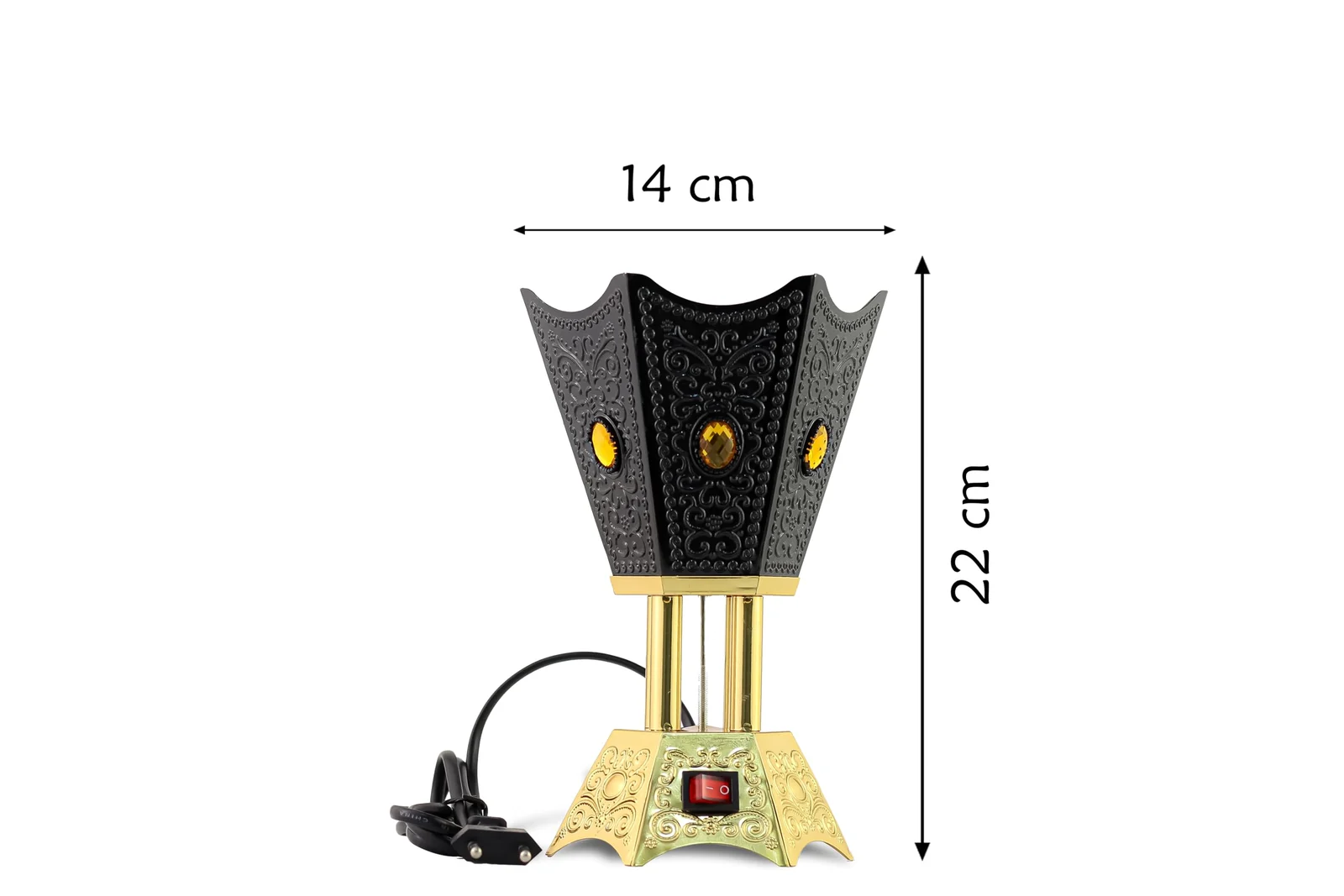 Mobigon Arabian Electric Incense Burners metal Vintage Arabic Burner, Middle Eastern Incense Holder- Electric Incense Burner Bakhoor Suitable For Arabian Oud, Home, Hotel Decor - Black&Gold