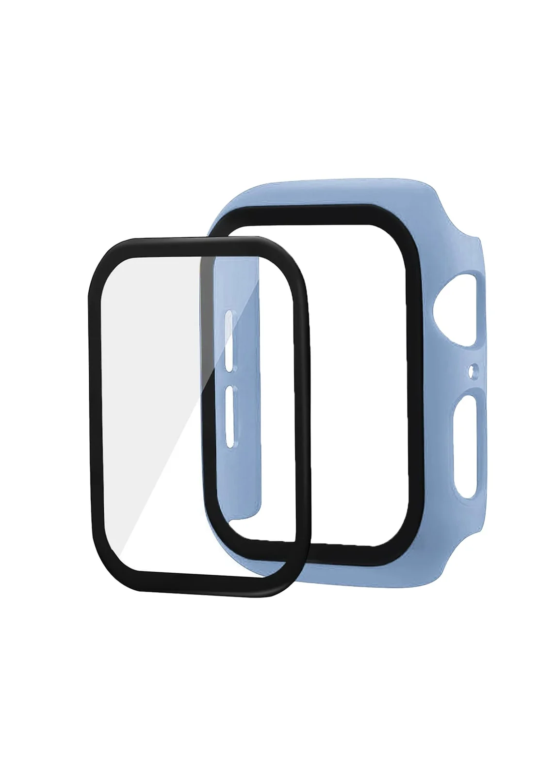 DL3 Mobilak Band with Case Compatible with Apple Watch 44mm, Silicone Sport Wristband Replacement, Strap With Cover Built-in Glass Screen Protector for iWatch Series 6 5 4 SE SE 2 - Lavender Blue