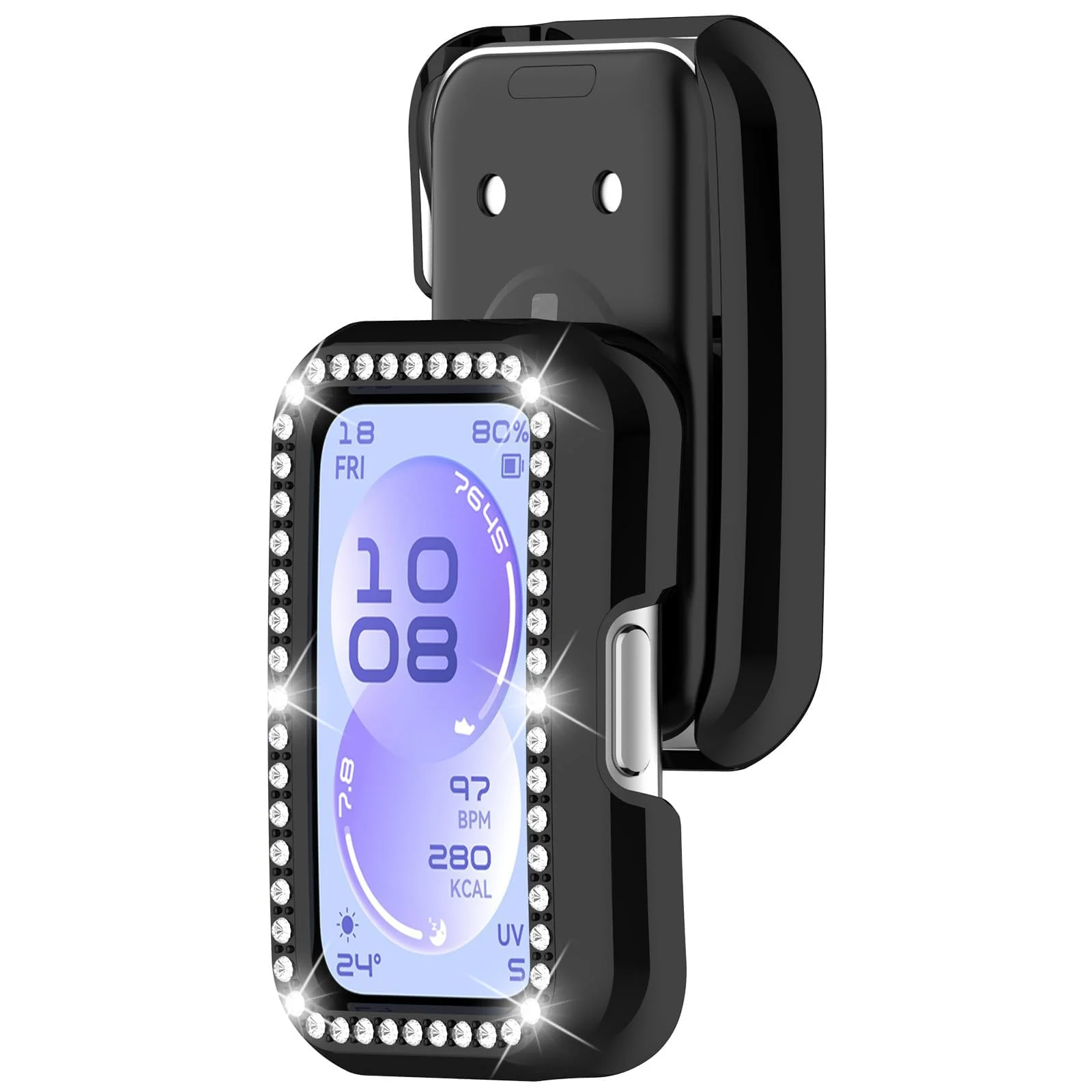 MOBIGON Crystal Bling PC Frame Case for Huawei Band 11, Black