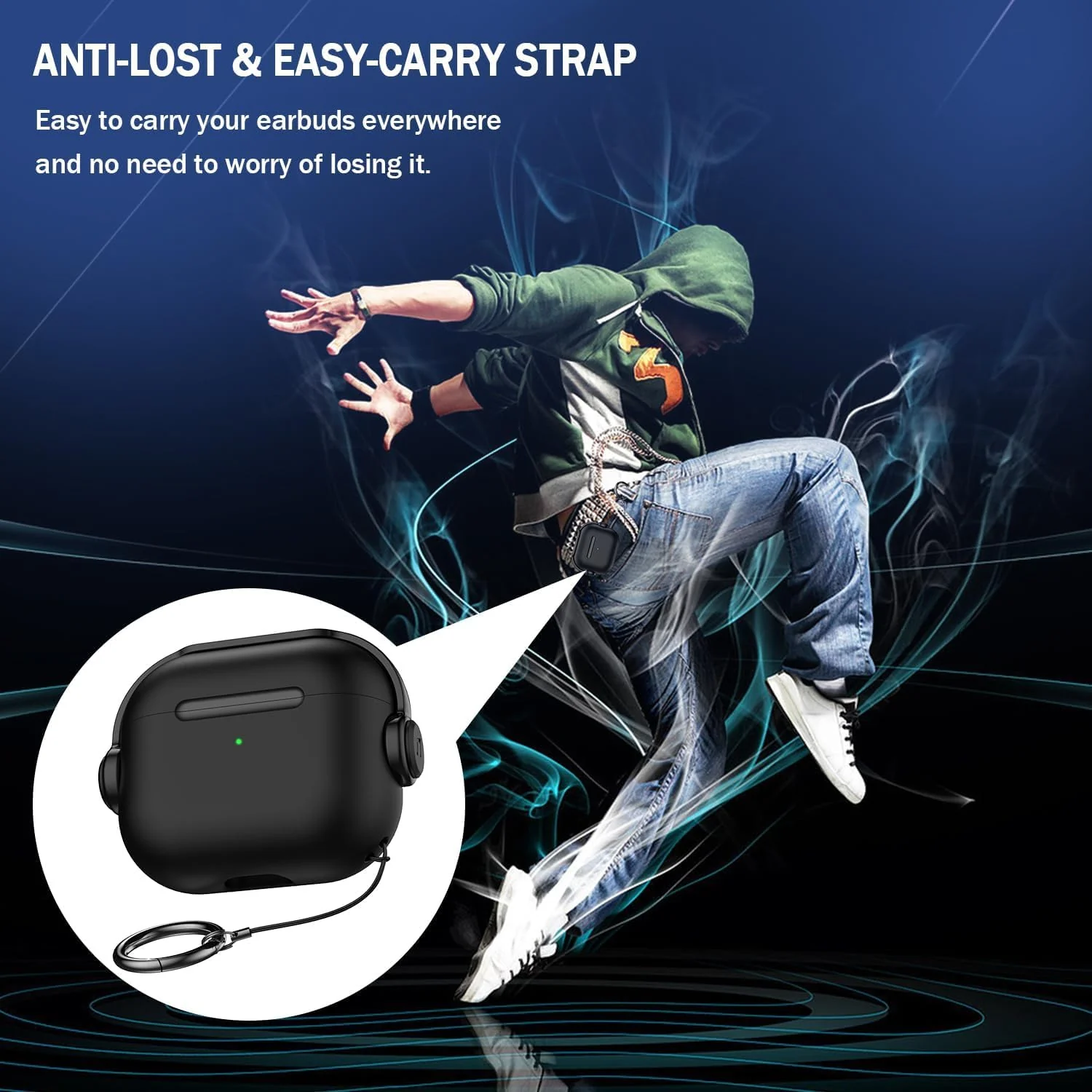 DL3 Mobilak Case for AirPods 3 Protective [With Closure Lid] [Front LED Visible] [With Wrist Strap] Skin Case Compatible with Airpod 3rd Generation 2021 - Black purple