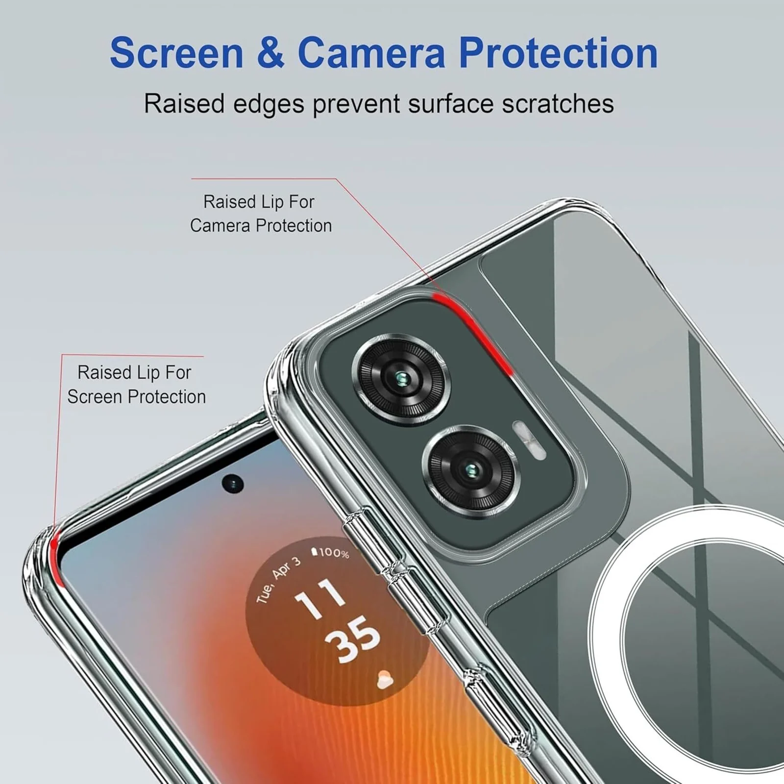 DL3 Mobilak for Motorola Moto G85 5G / Motorola Edge 50 Fusion [Compatible with MagSafe] [Strong Magnet] [Non-Yellowing] Magnetic Slim Thin Bumper Phone Cover, Lightweight, and Durable - Clear