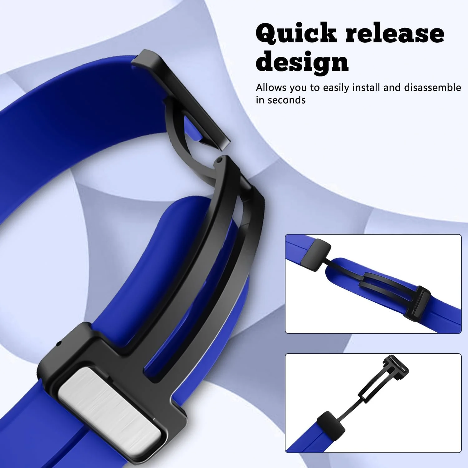 DL3 Mobilak Silicone Strap Compatible with Huawei Watch Fit 3/Watch Fit 4 Pro/Fit 4 Magnetic Metal Stainless Buckle Sport Silicone Strap, Band Quick Release Soft Replacment Wristband - Blue Pepsi