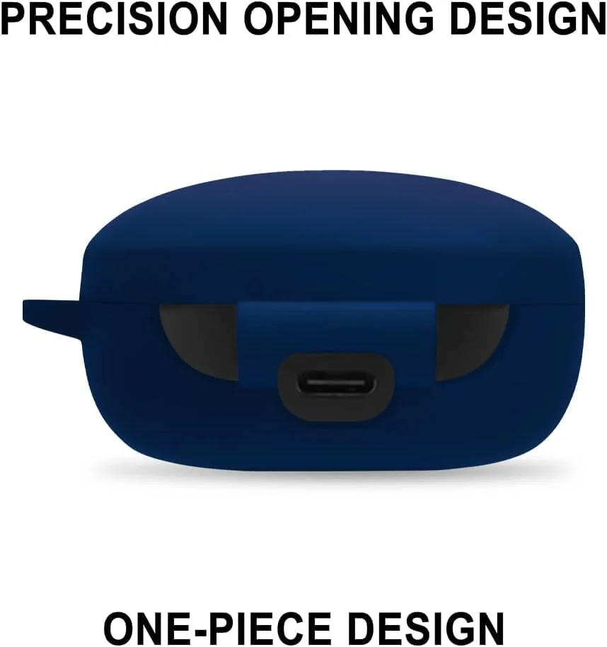 DL3 MOBILAK Silicone Case Compatible with Soundcore Life P2 Mini Earbuds, Soft Silicone Protective Case Cover, Shockproof Sleeve with Carabiner - Blue
