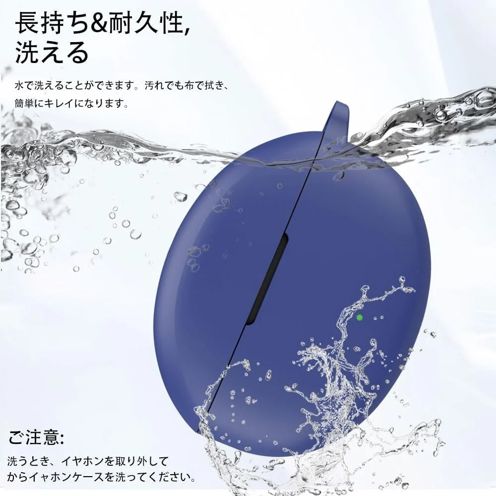 DL3 Mobilak Compatible with OPPO Enco Air3 Pro Case Cover, Soft Silicone Shockproof Protective Case Wireless Earbuds with Carabiner, Front LED Visible - Blue