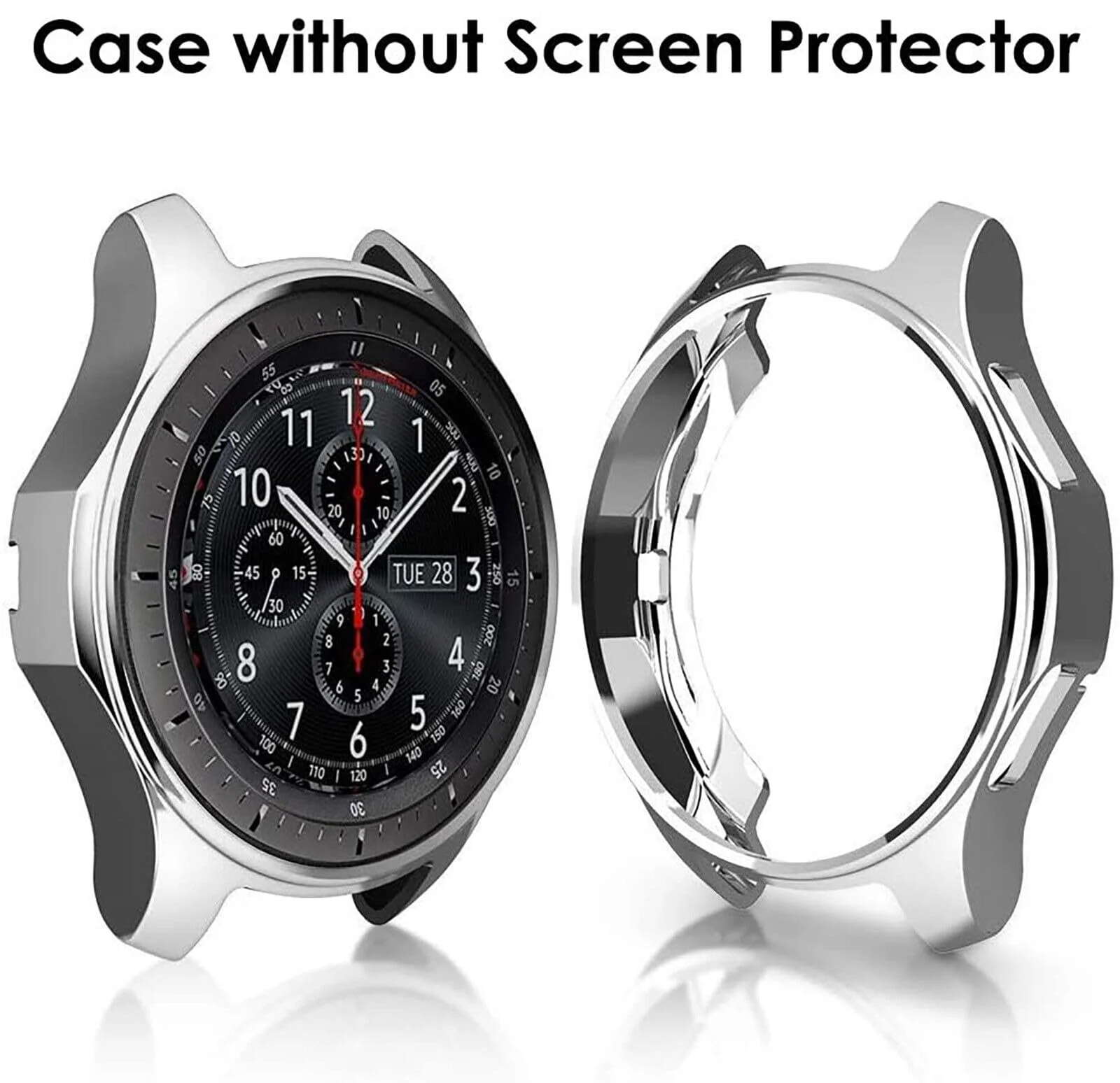 DL3 Mobilak Case Compatible with samsung galaxy 46mm Gear S3 Case All-Around Screen Protector Watch Soft TPU Shockproof Cover Slim Guard Thin Bumper Shell Protector - Silver