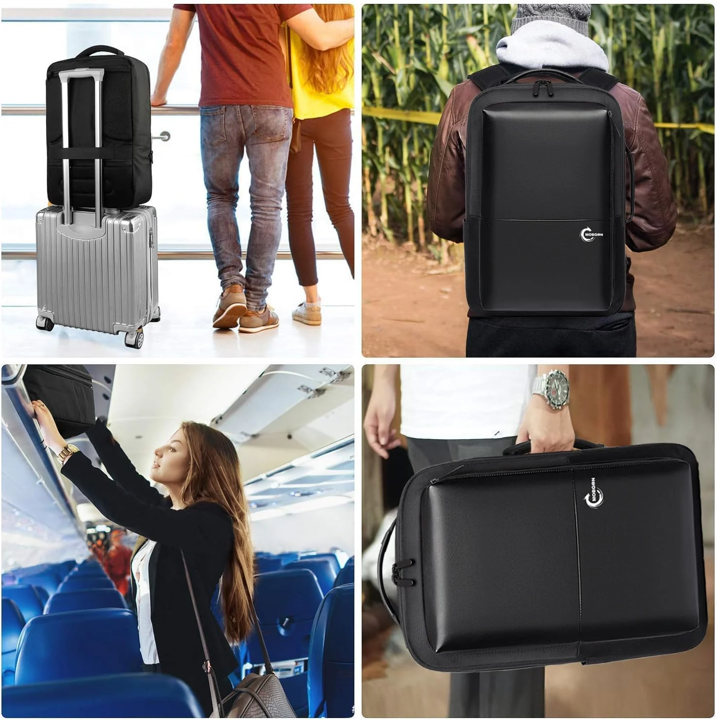Mobigon 17 Inch Laptop Backpack Slim Durable Business Computer Travel Backpack with USB Charging Port, Lightweight Casual Bag Daypack for College Work Office Men Women, MacBooks, Surface - Black