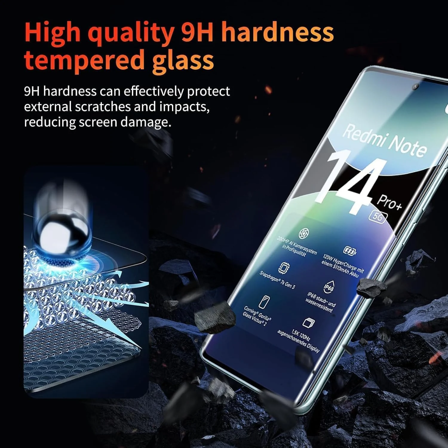 DL3 Mobilak Screen Protector for Xiaomi Note 14 Pro+ Plus 5G/Redmi Note 14 Pro 4G, Tempered Glass Screen Saver Premium HD Protective, Scratch Resistant, NO-Bubble, 9H Hardness, Full Coverage Film - Clear