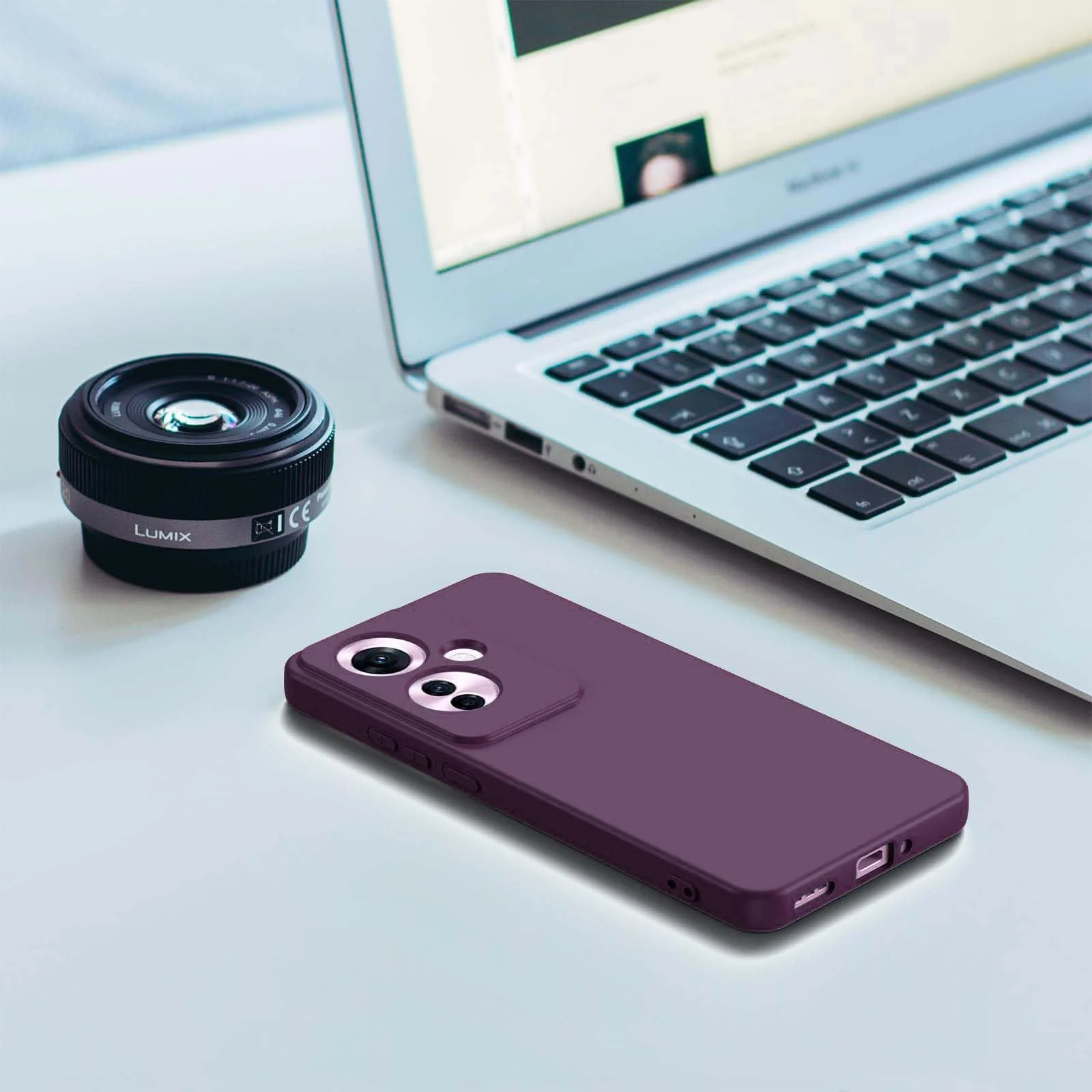 DL3 Mobilak Liquid Silicone Protective Case for OPPO Reno11 F 5G with Camera Protection and Microfiber Lining - Purple