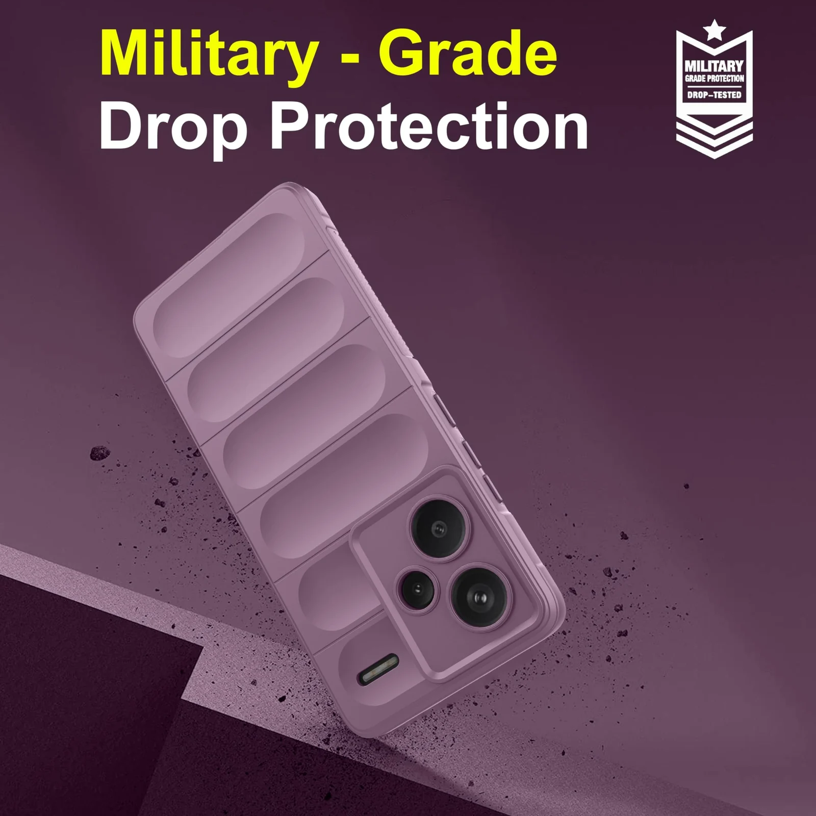 DL3 Mobilak Rugged Protective Case for Xiaomi Redmi Note 13 Pro + Plus 5G, Camera protection, Shock-absorbing protection, Non-slip grip - Purple