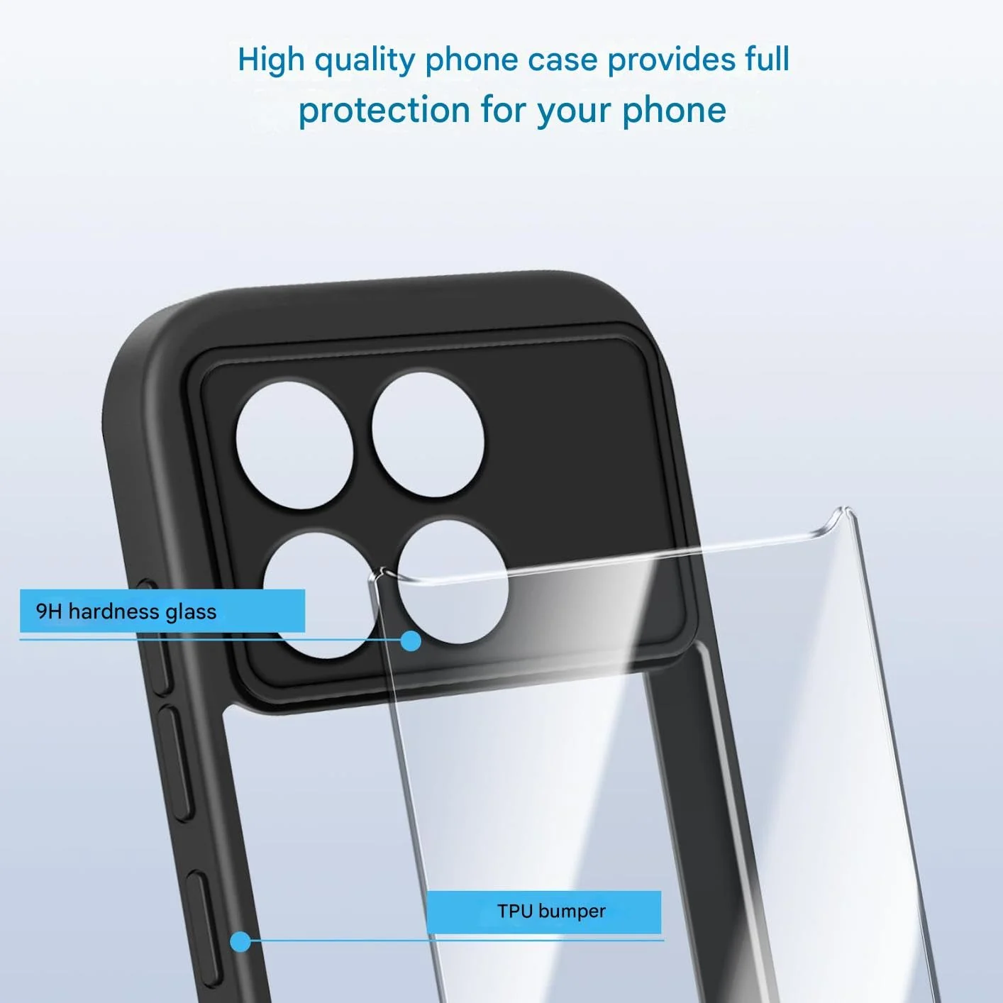 DL3 Mobilak Clear PC and TPU Protective Case for Xiaomi Poco F6 Pro 5G with Camera Protection and Military-Grade Protection - Black