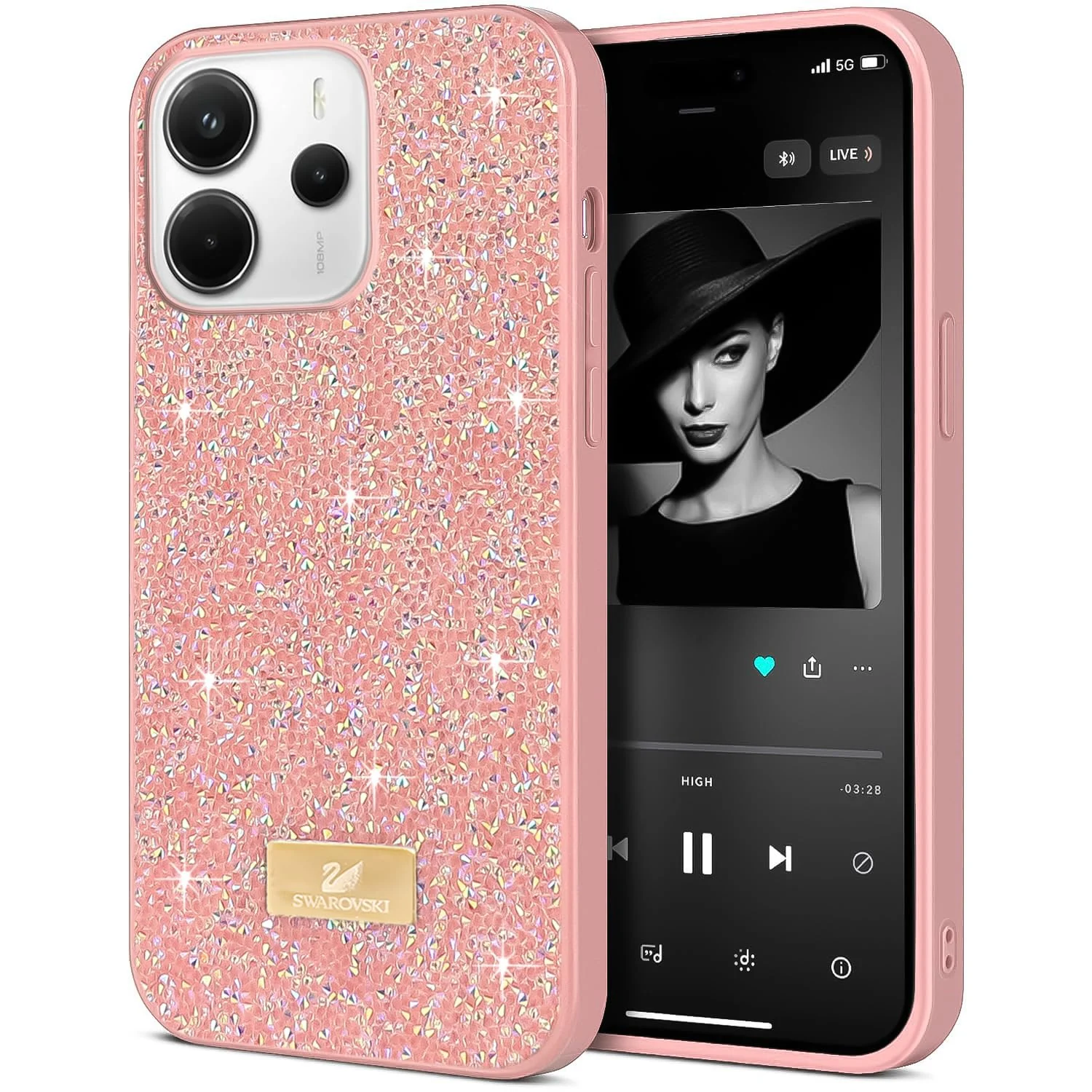 5.5 — DL3 Mobilak Glitter Rhinestone Protective Case for Xiaomi Redmi Note 14 4G Case Glitter with Shockproof Design