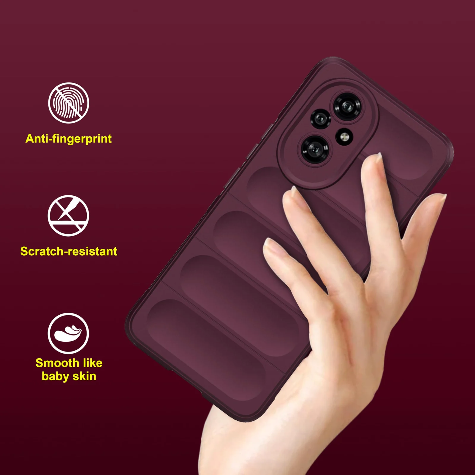 DL3 Mobilak Soft Silicone Protective Case for Honor 200 5G with Camera Protection and Shockproof Design - Wine Red