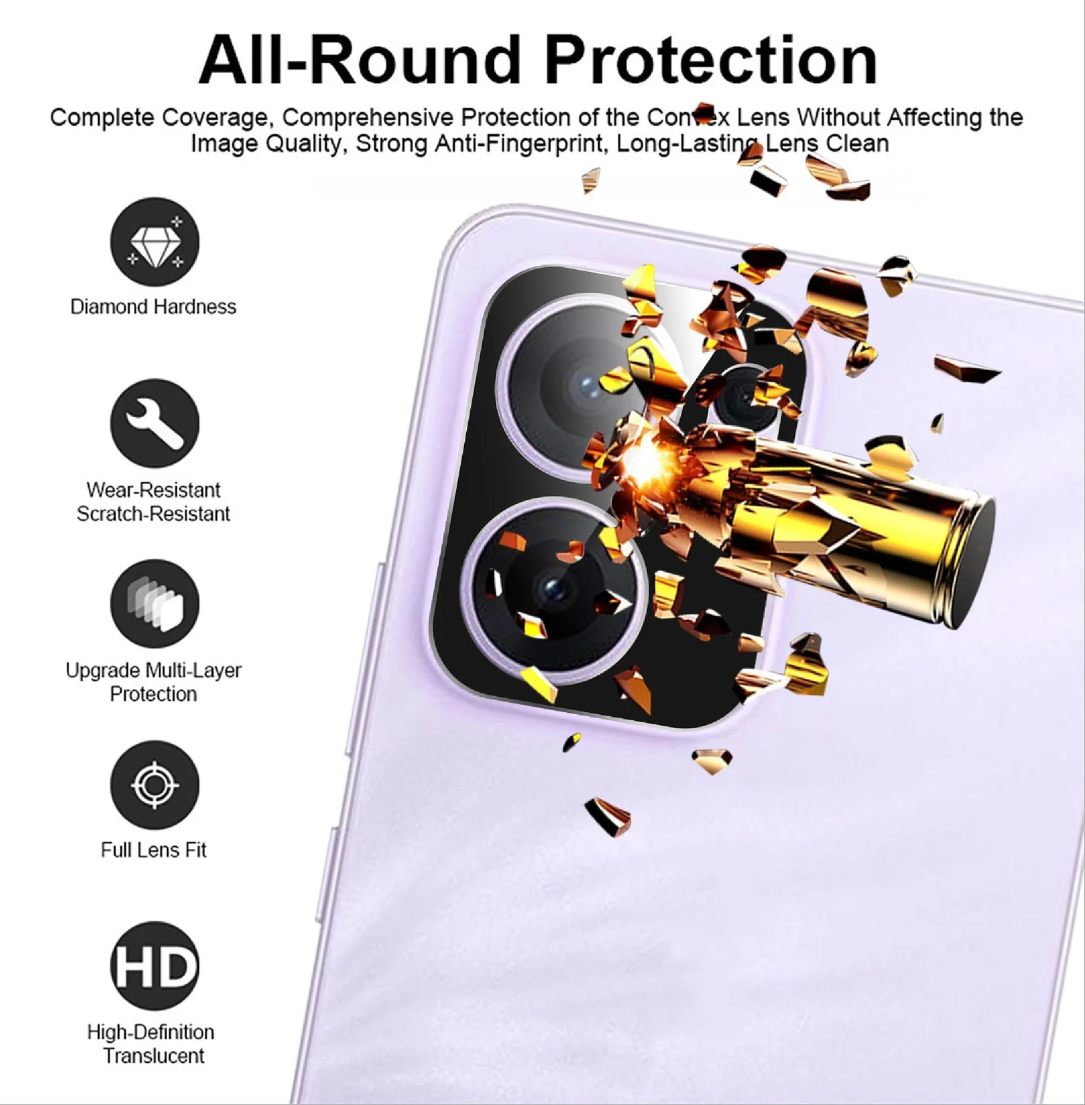 DL3 Mobilak OPPO Reno 13F / 13 FS Camera Lens Protector Tempered Glass Screen Protector HD [Full Coverage][Anti-Scratch] Drop Protection Ultra Clear/Thin Lens Protector Case - Black