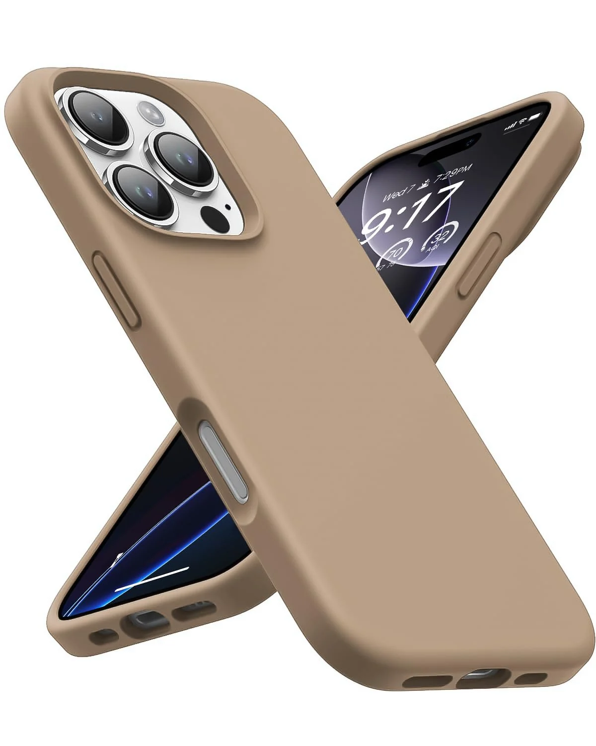 DL3 Mobilak Liquid Silicone Protective Case for iPhone 16 Pro with Microfiber Lining and Shockproof Design - Desert