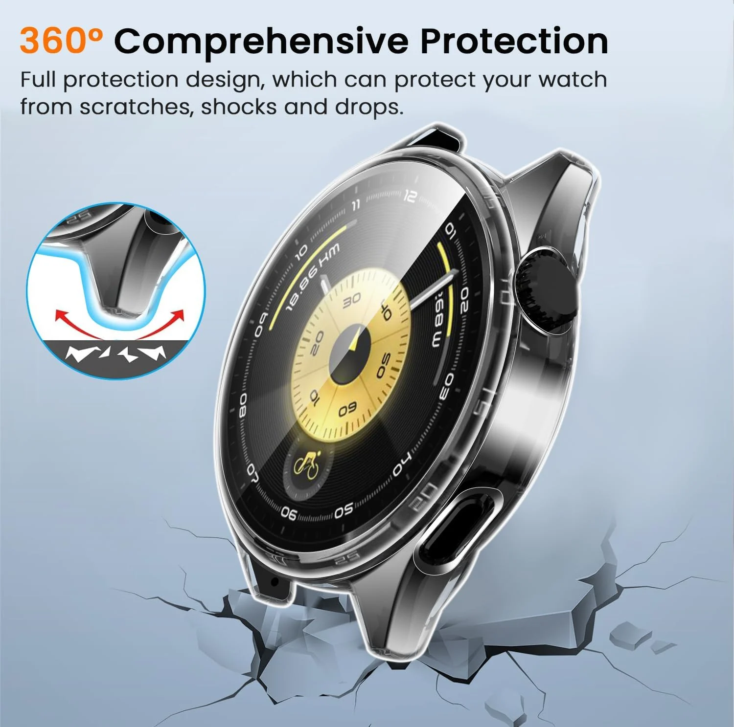 DL3 Mobilak Case for Huawei Watch GT6 46MM, Case with Screen Protector, HD Protection Cover, Soft Silicone Screen Protector Cover for Huawei Watch GT 6 46MM - Clear