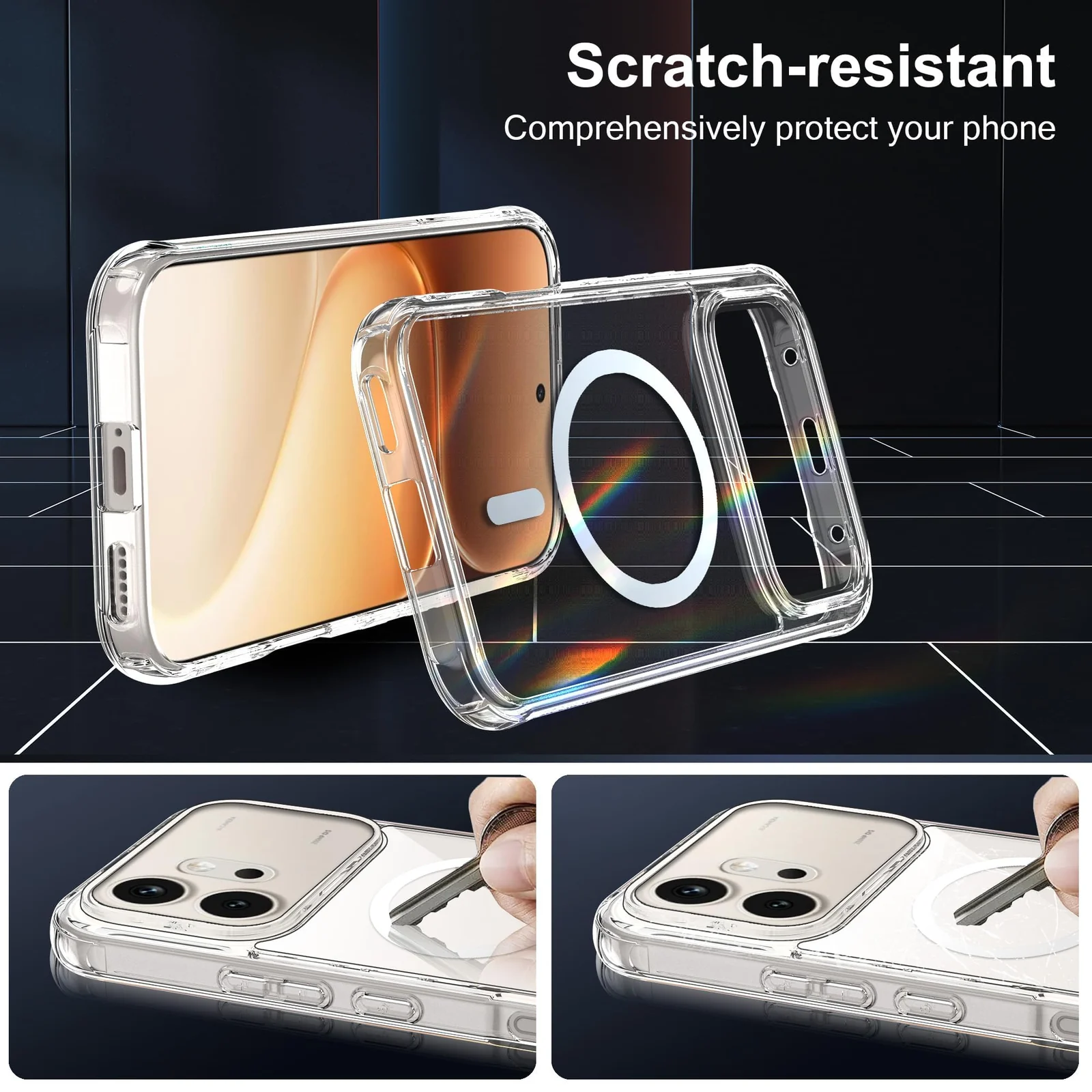 MOBIGON Slim Magnetic MagSafe-Compatible Phone Case for HONOR 600 5G, Clear