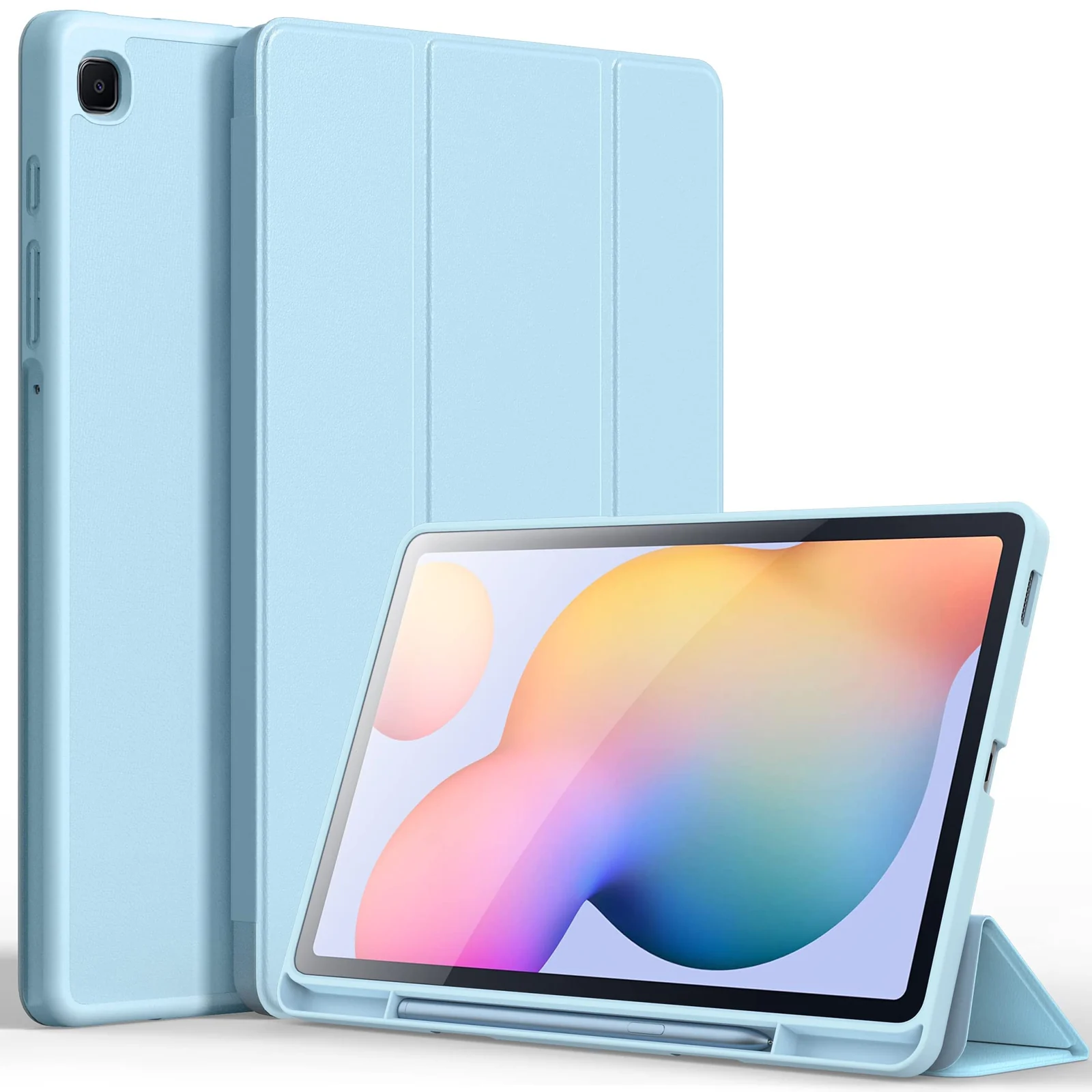 DL3 Mobilak Smart Case For Samsung Galaxy Tab S6 Lite 10.4 inch 2022 (SM-P613/P619) & 2020 (SM-P610/P615) with Pencil Holder, Soft TPU Smart Stand Back Cover Auto Wake/Sleep - Sky Blue