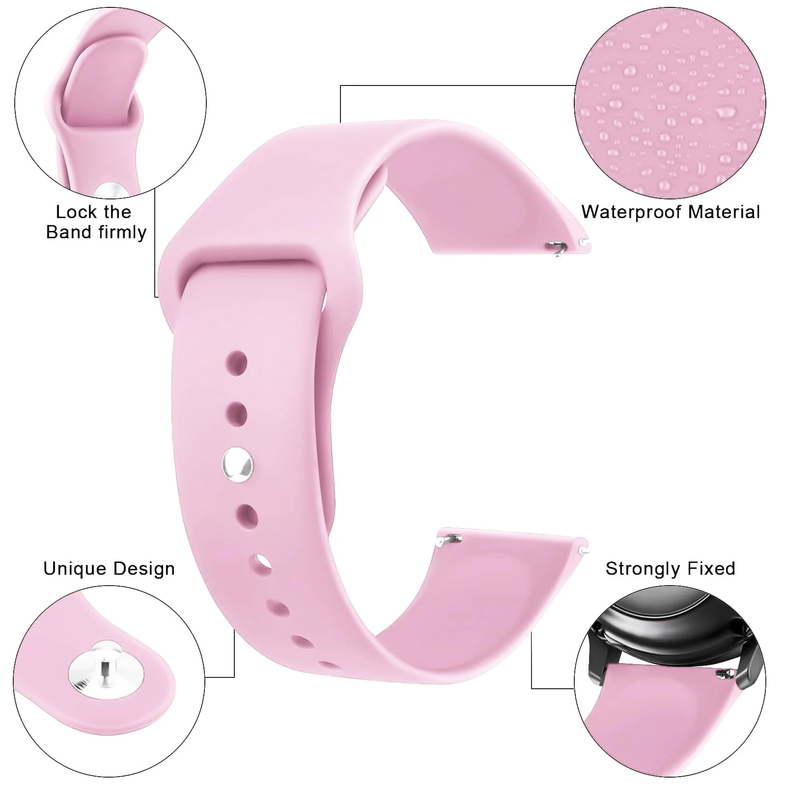 DL3 Mobilak Straps Compatible with Xiaomi Redmi Watch 5 Active/Redmi Watch 5 Lite Bracelets for Men Women, 22mm Soft Silicone Strap, Waterproof Adjustable Band Sports Replacement - Pink