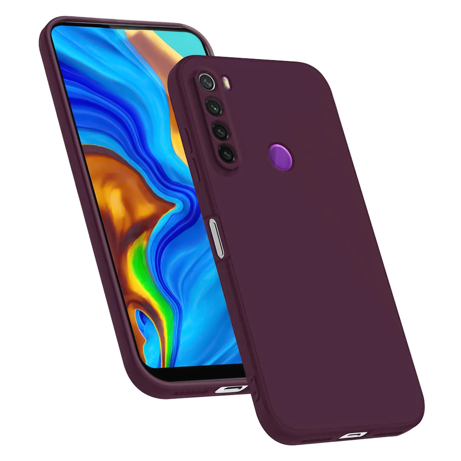 DL3 Mobilak Silicone Protective Case for Xiaomi Redmi Note 8, Shock-absorbing protection, Scratch-resistant surface, Soft microfiber lining - Wine Red